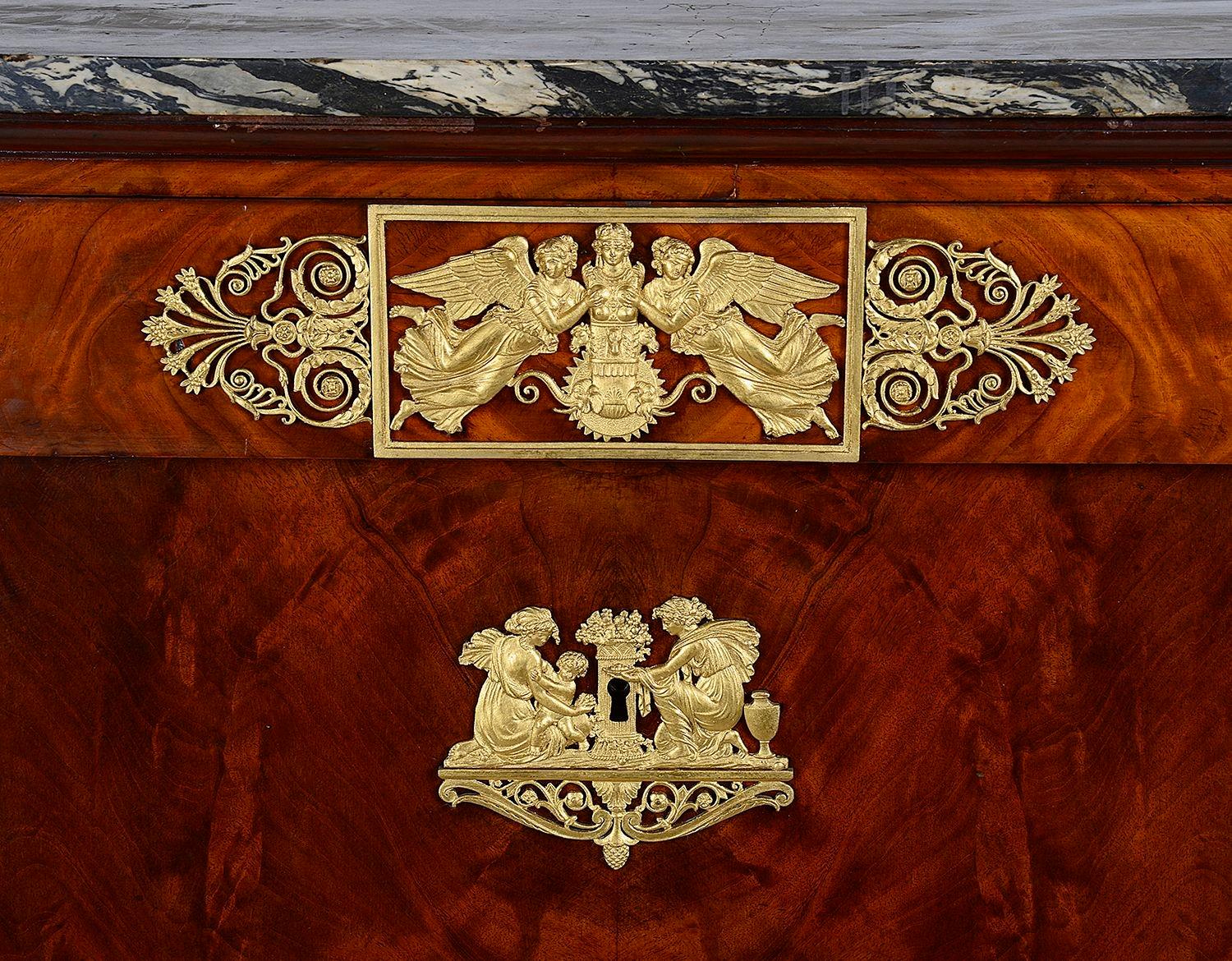 Neoimpero Secretaire abattant in mogano stile Impero, 1840 circa in vendita