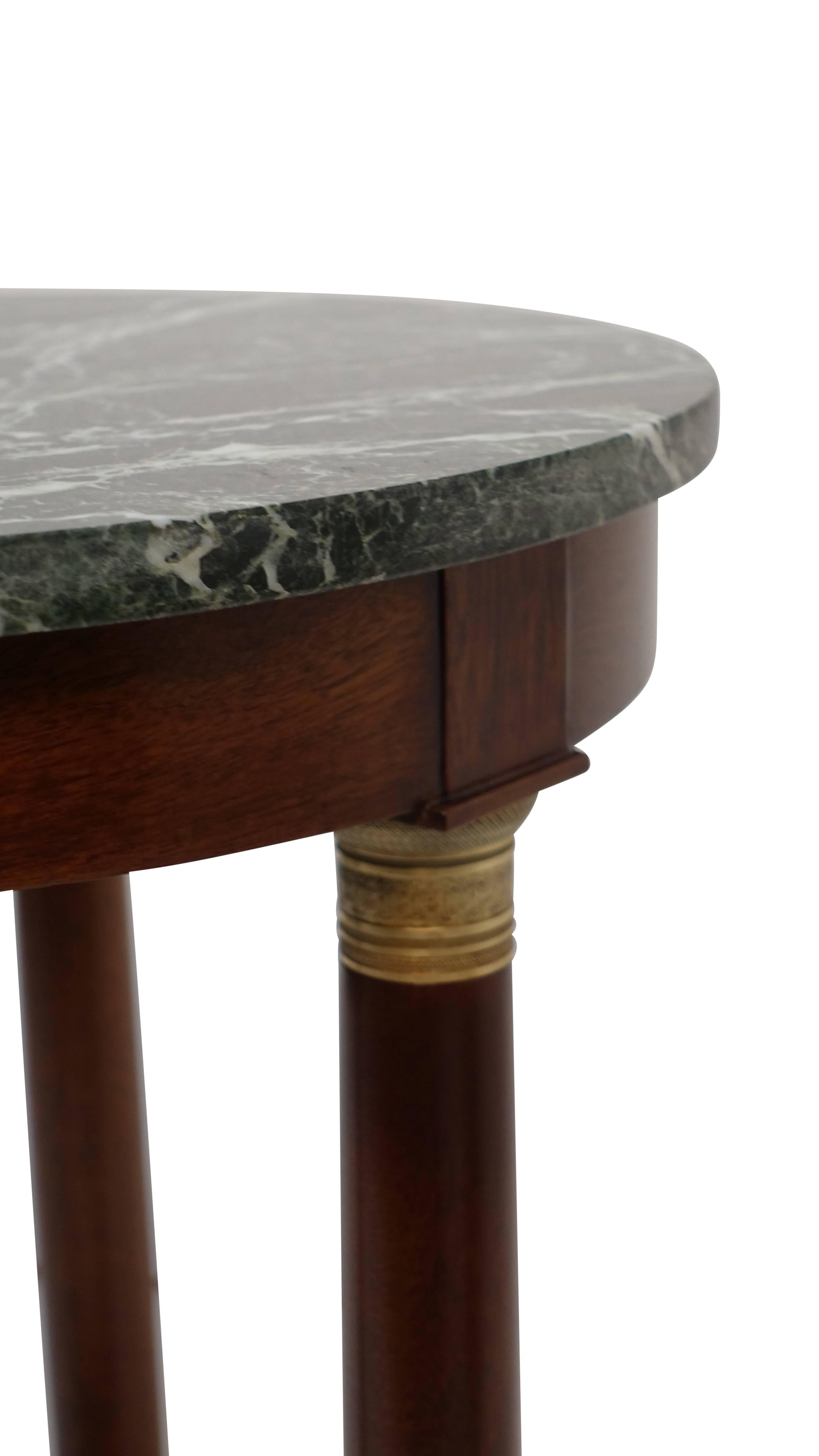 Empire Style Mahogany Side Table with Marble Top and Brass Mounts 4