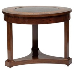 Vintage Empire Style Mahogany Table with Inset Fossilized Marble Top
