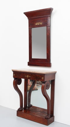 Empire Style Trumeau Mirror with Matching Console Table