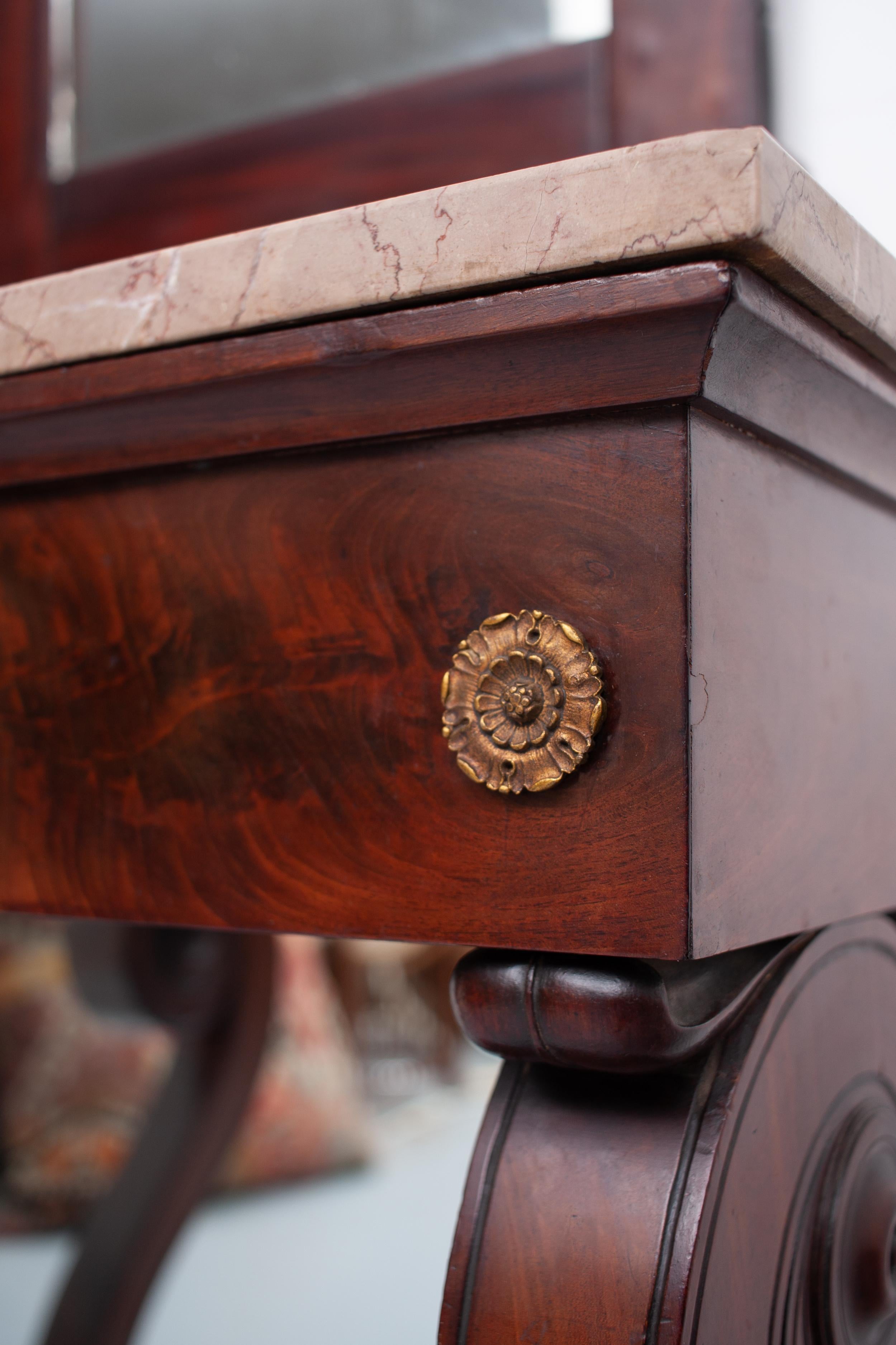 Early 19th Century Empire Style Trumeau Mirror with Matching Console Table