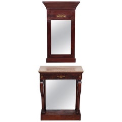 Empire Style Trumeau Mirror with Matching Console Table