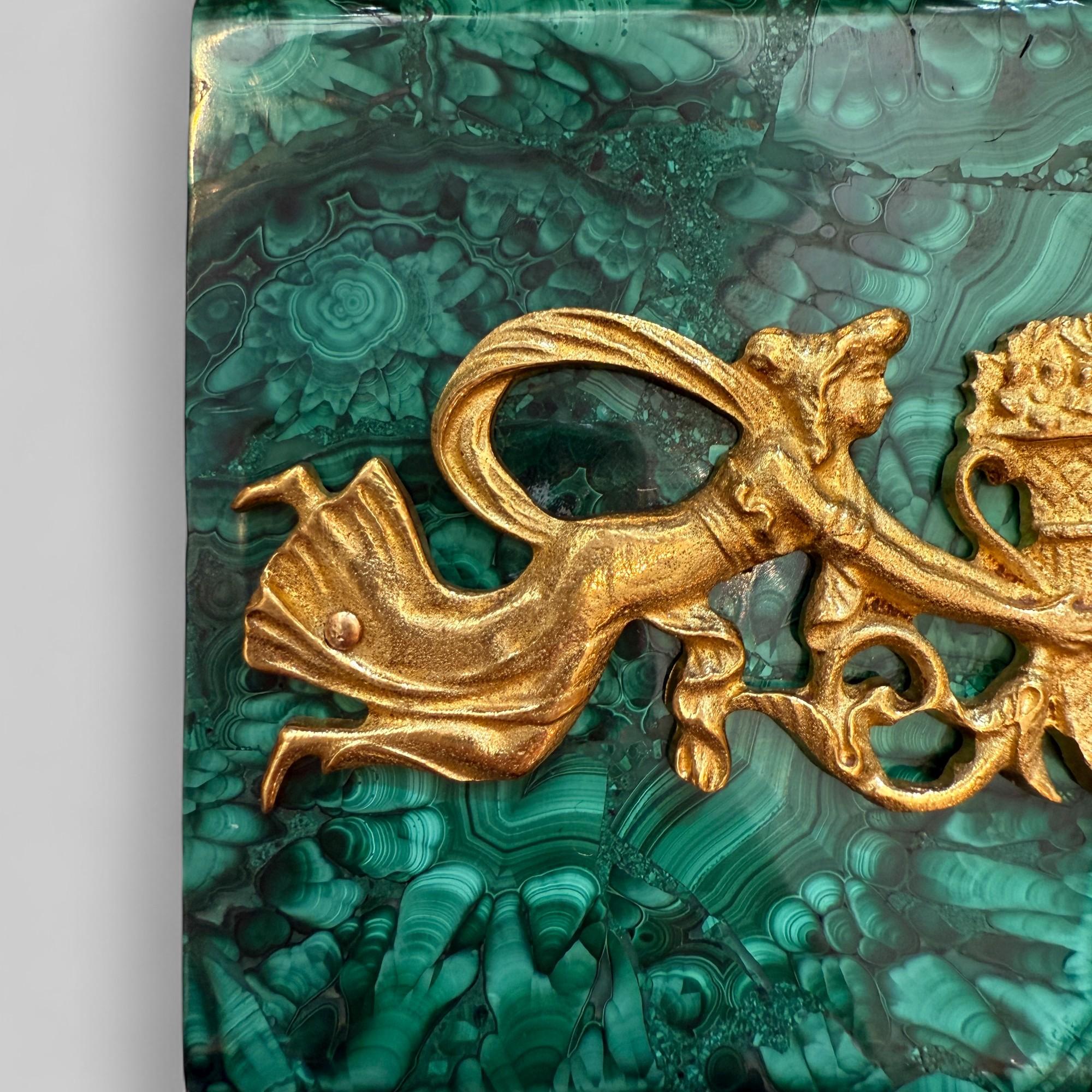 Napoleon III Empire Style Malachite and Gilt Bronze Box, 19th Century, France For Sale