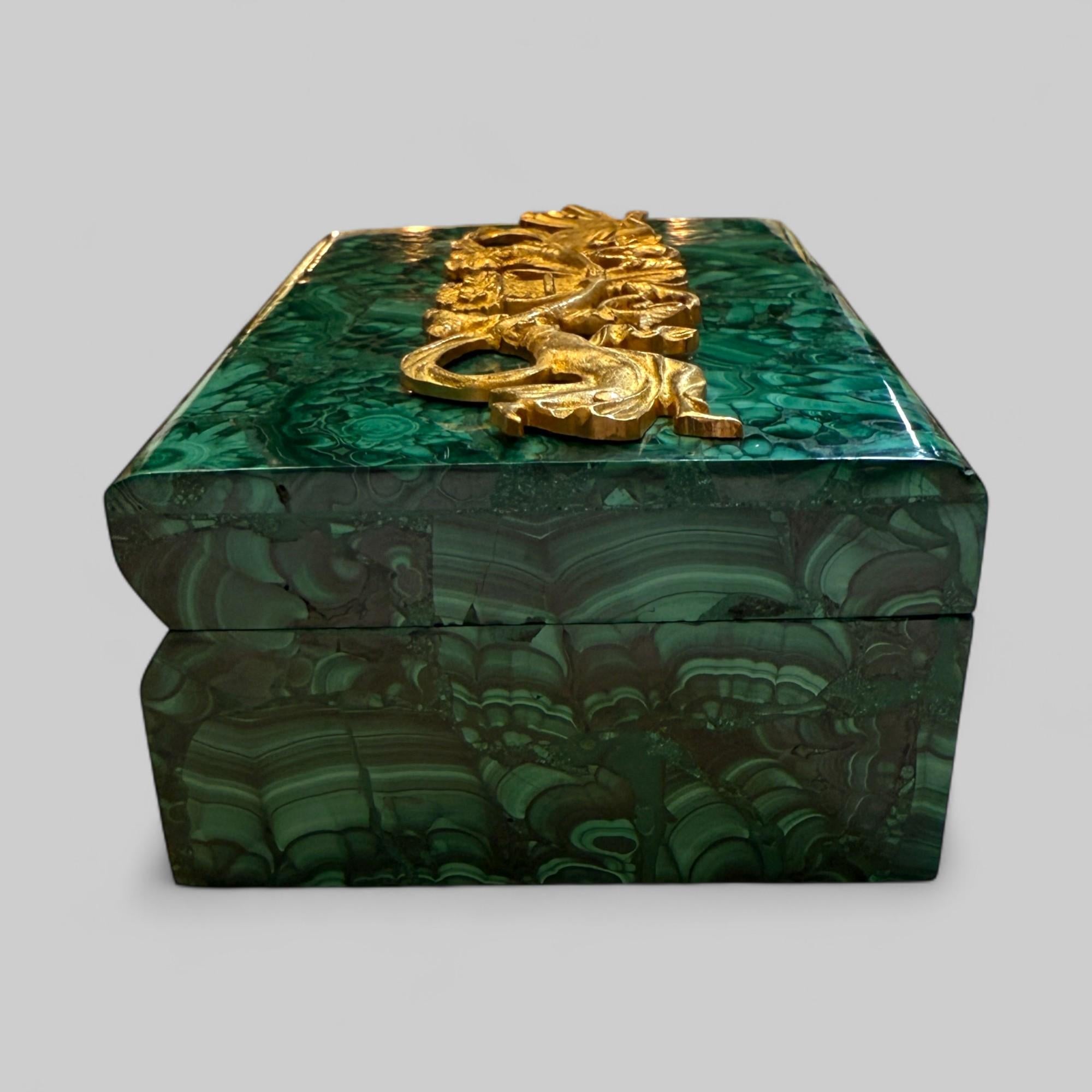 Empire Style Malachite and Gilt Bronze Box, 19th Century, France For Sale 1
