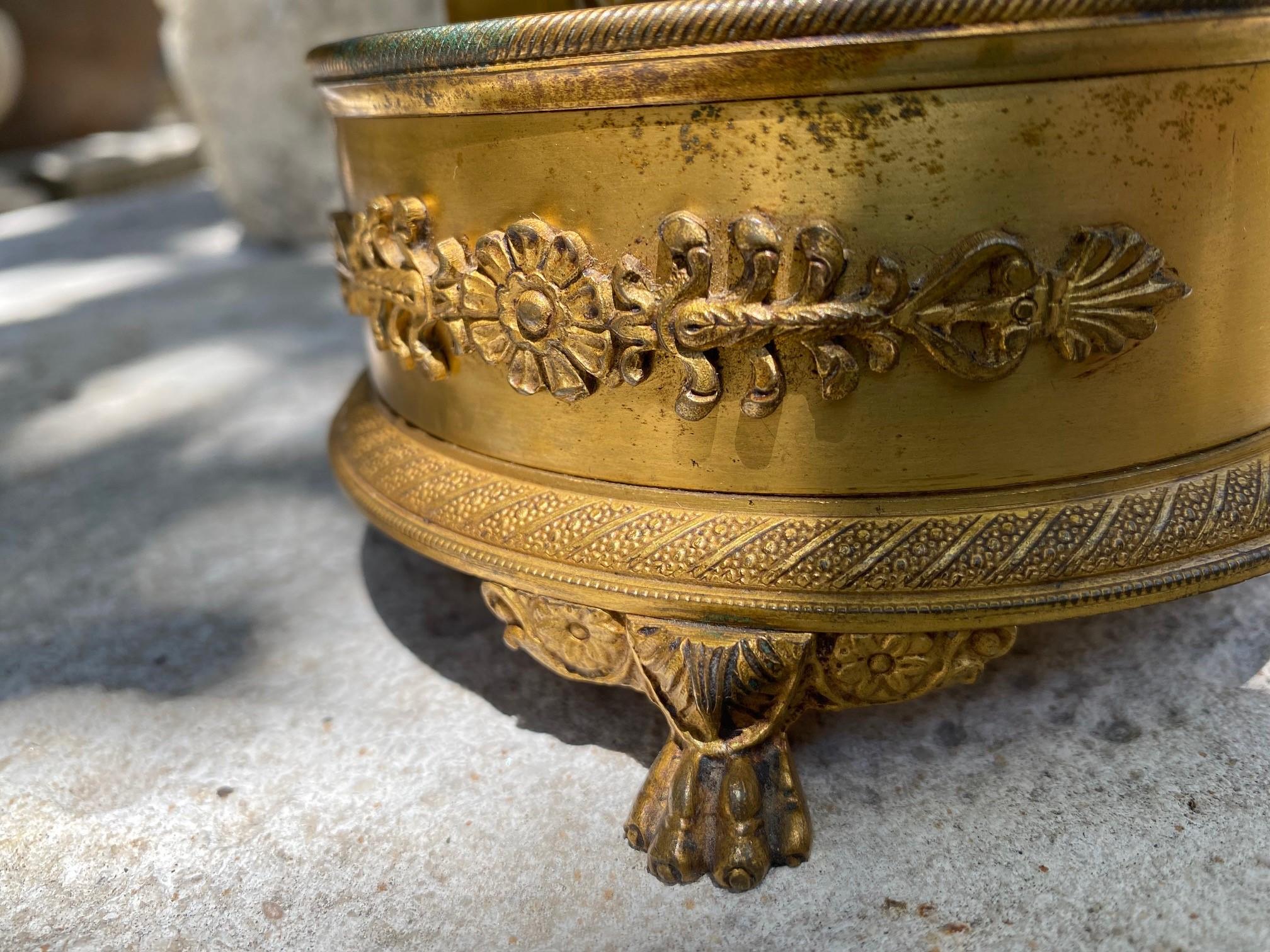 Empire Style Malachite on a Bronze Doré Gilded Stand Desk Decorative Object LA For Sale 7