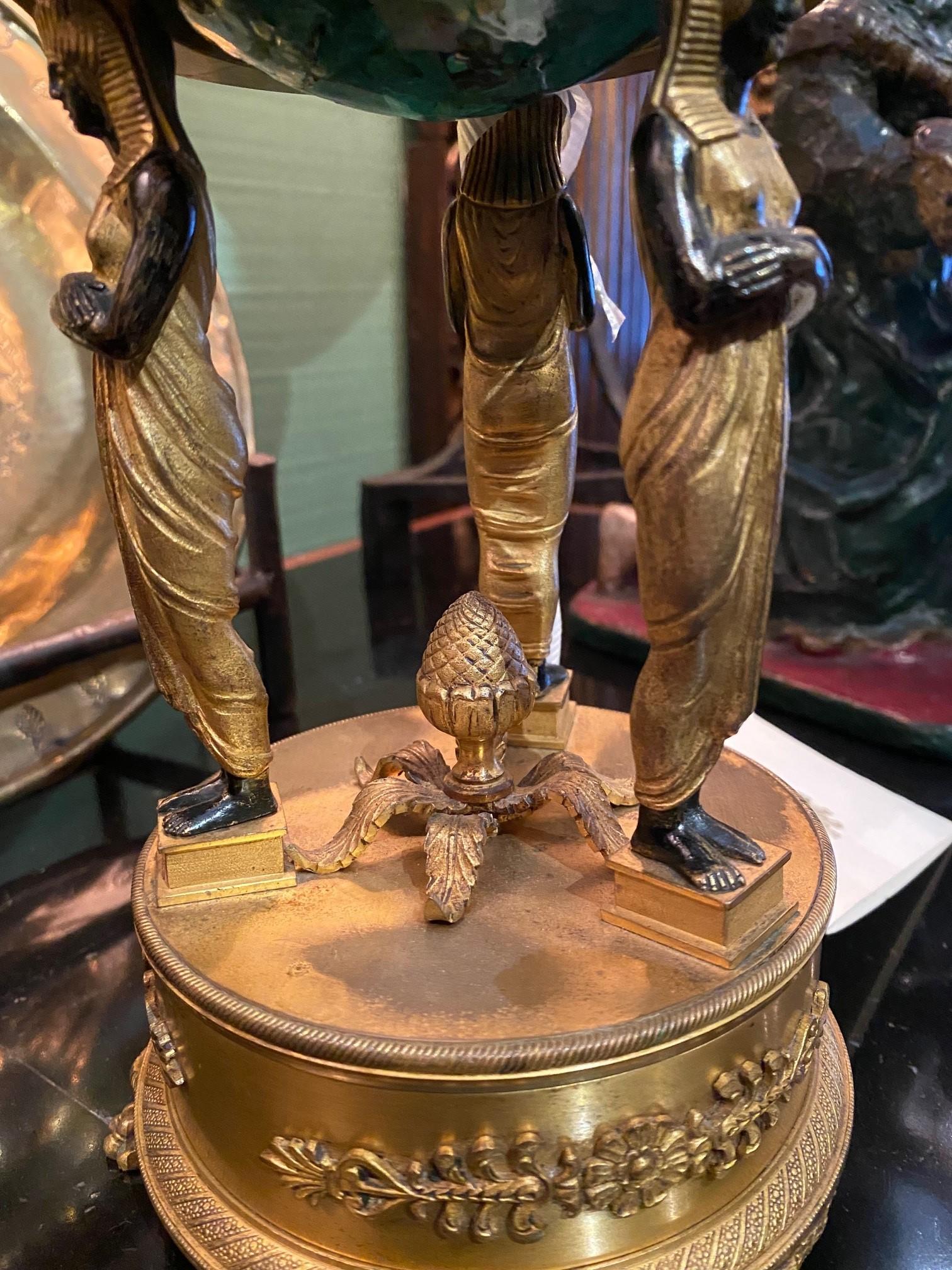 Empire Style Malachite on a Bronze Doré Gilded Stand Desk Decorative Object LA For Sale 1