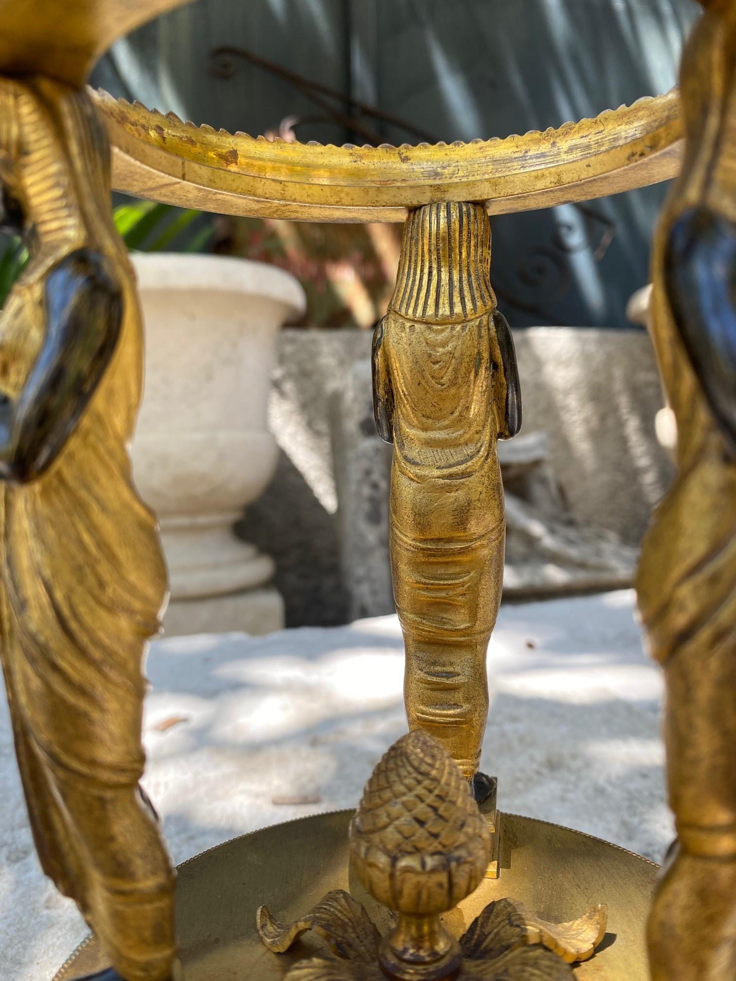 Empire Style Malachite on a Bronze Doré Gilded Stand Desk Decorative Object LA For Sale 1