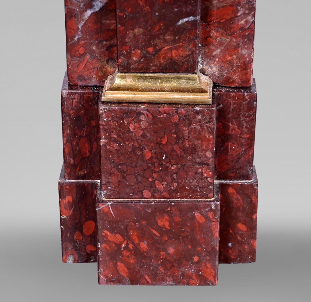 Early 19th Century Empire style mantel in Rouge Griotte marble, bronzes ( attributed to Thomire ) For Sale