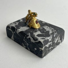 Empire Style Marble & Gilt Bronze Paperweight with Helmet and Serpent.