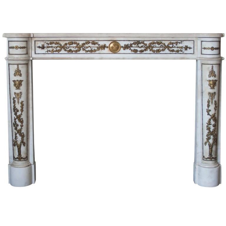 Carved Empire Style Marble Mantlepiece with Fine Ormolu Detailing
