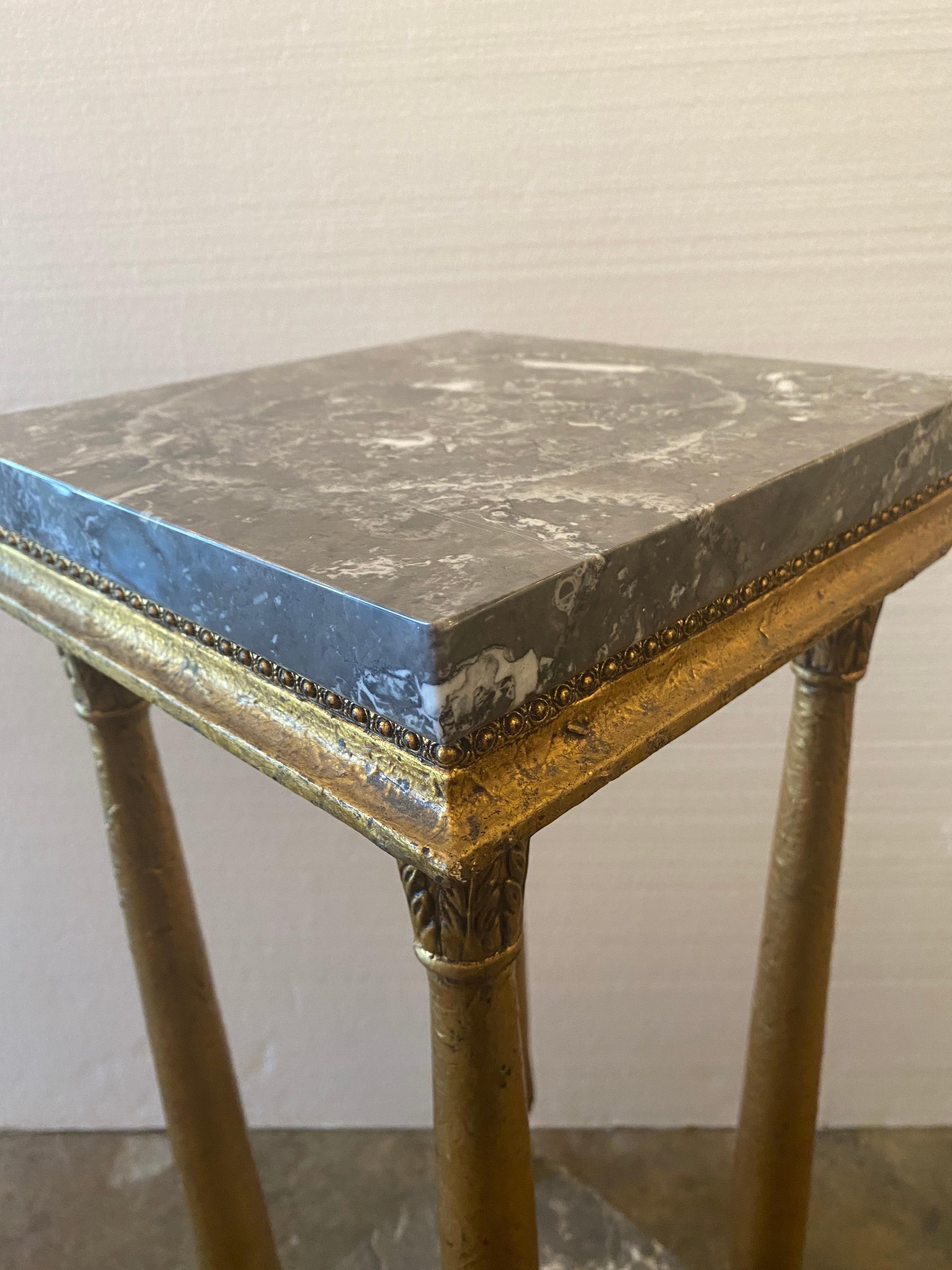 French Empire Style Marble-Top Giltwood Pedestal For Sale