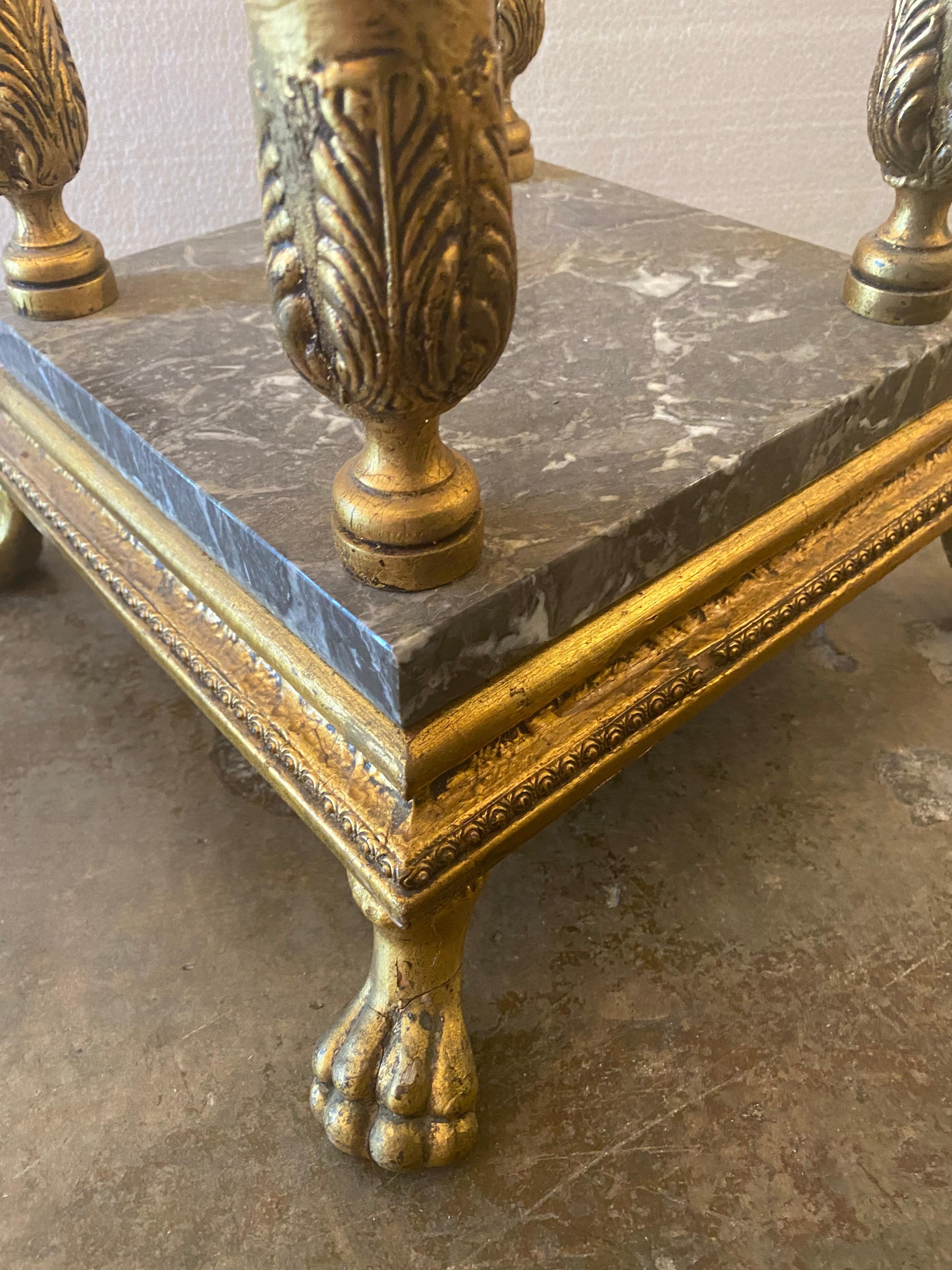 Empire Style Marble-Top Giltwood Pedestal In Excellent Condition For Sale In Dallas, TX