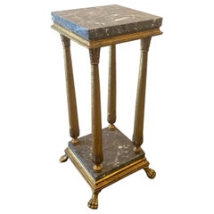 Antique Empire Style Marble-Top Giltwood Pedestal