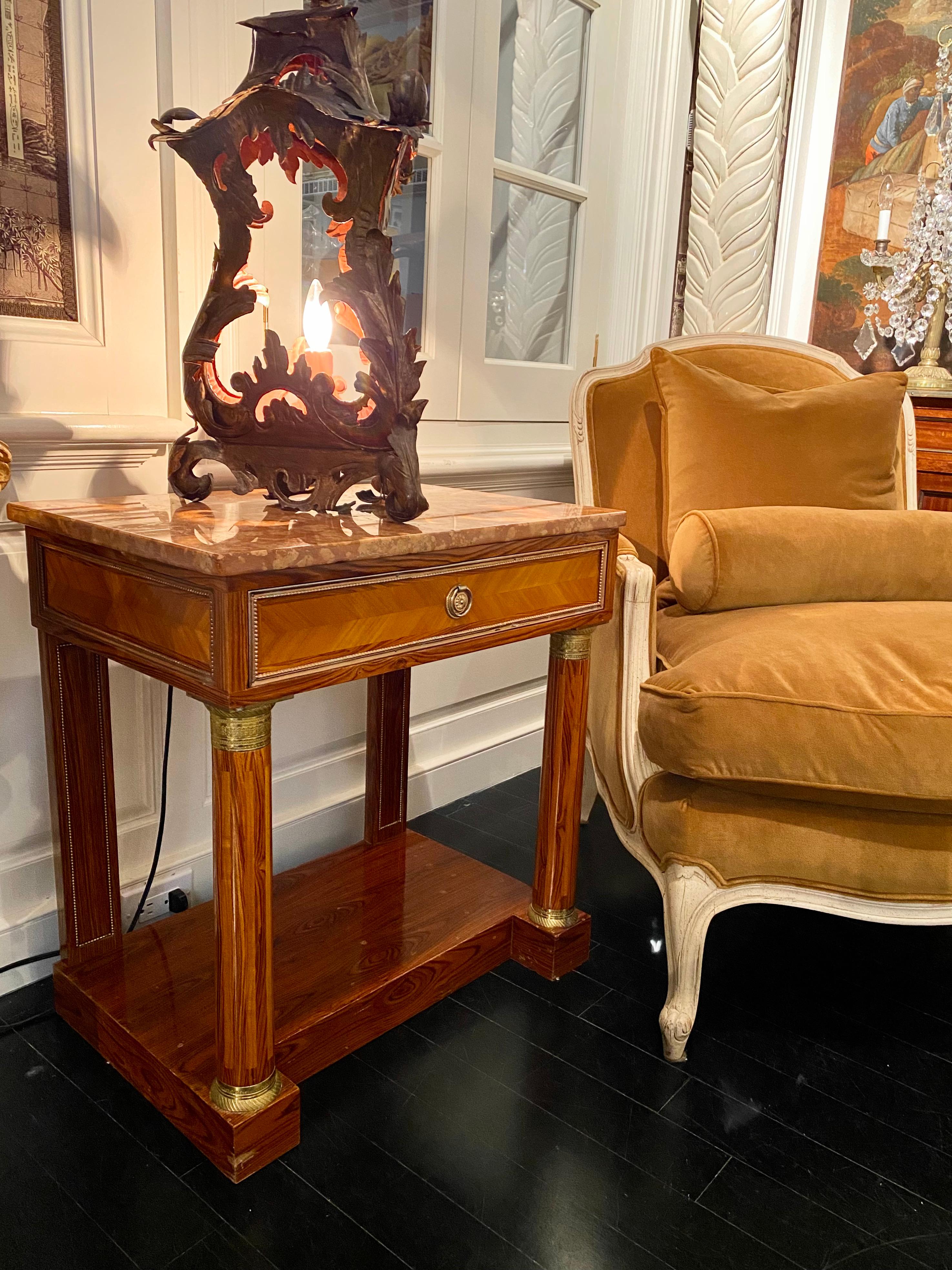 Empire Style Marble-Top Nightstand or Console For Sale 14