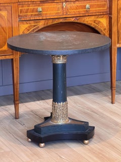 Empire-Style Marble Top Painted and Parcel Gilt Gueridon