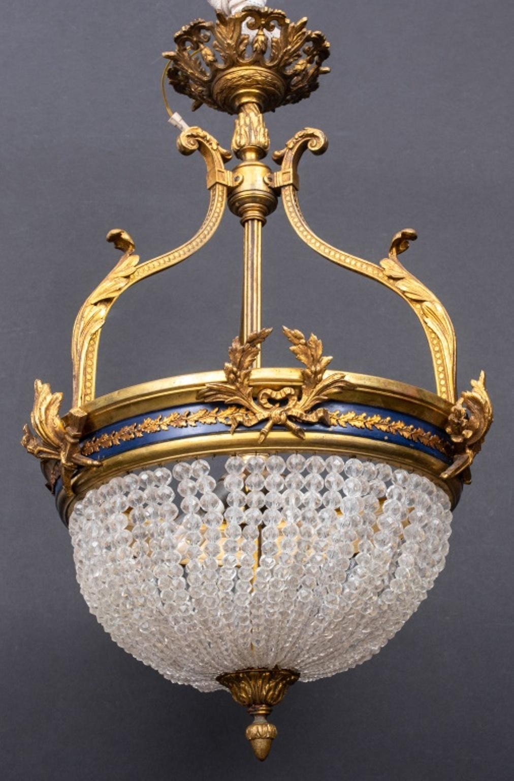 19th Century Empire Style Montgolfier Crystal Basket Chandelier