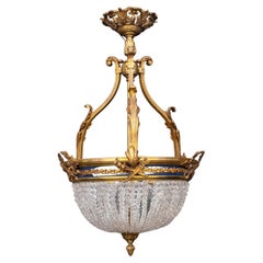 Empire Style Montgolfier Crystal Basket Chandelier