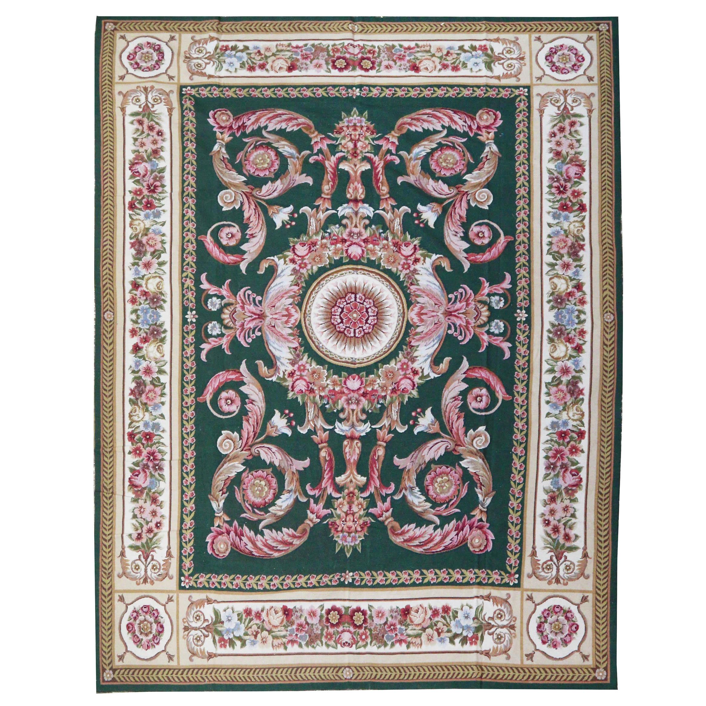 Nadelspitze-Teppich im Empire-Stil in Grün und Rosa im Angebot 2