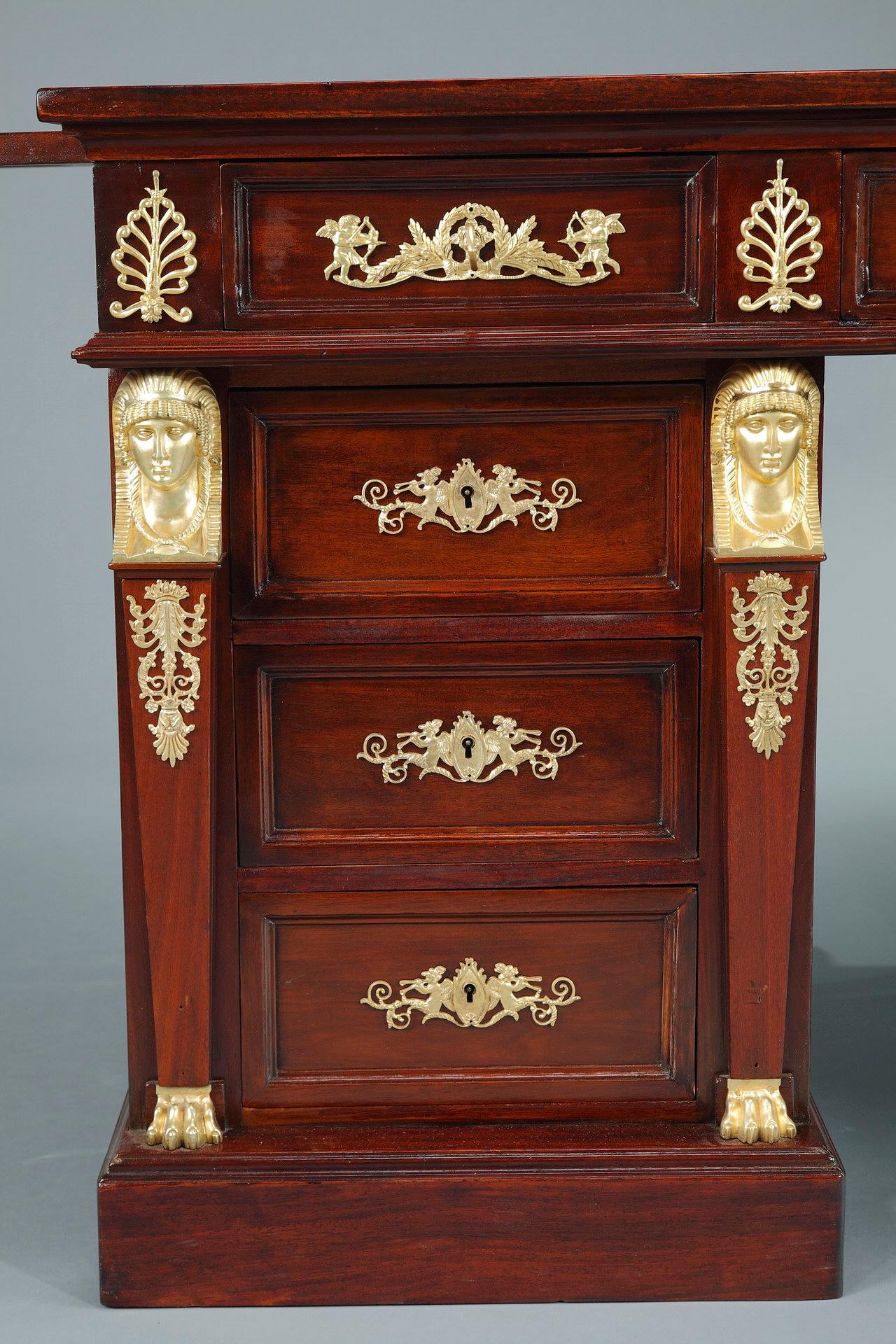 Bronze Empire Style Office Desk, Circa 1875