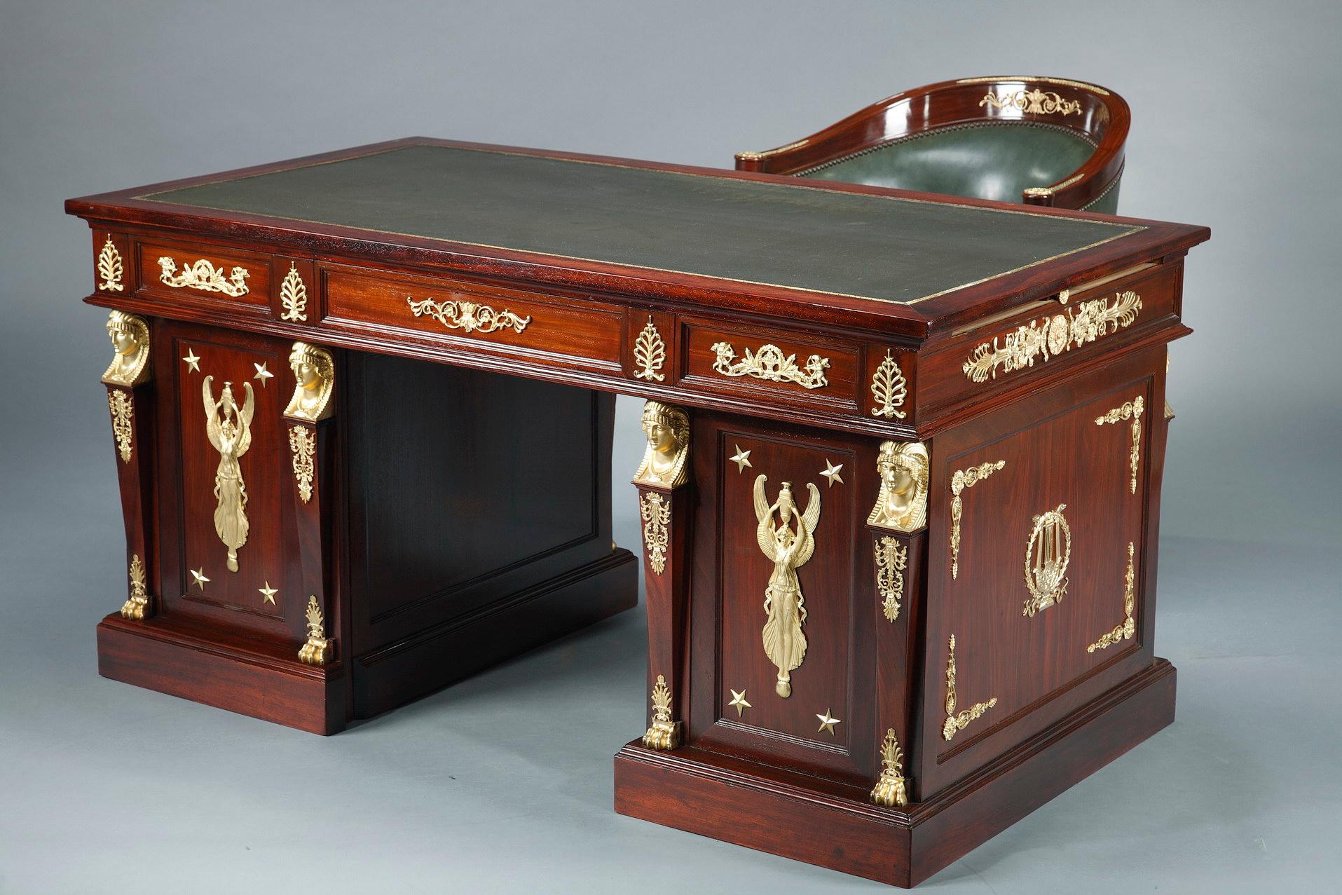 Empire Style Office Desk, Circa 1875 In Good Condition In Paris, FR