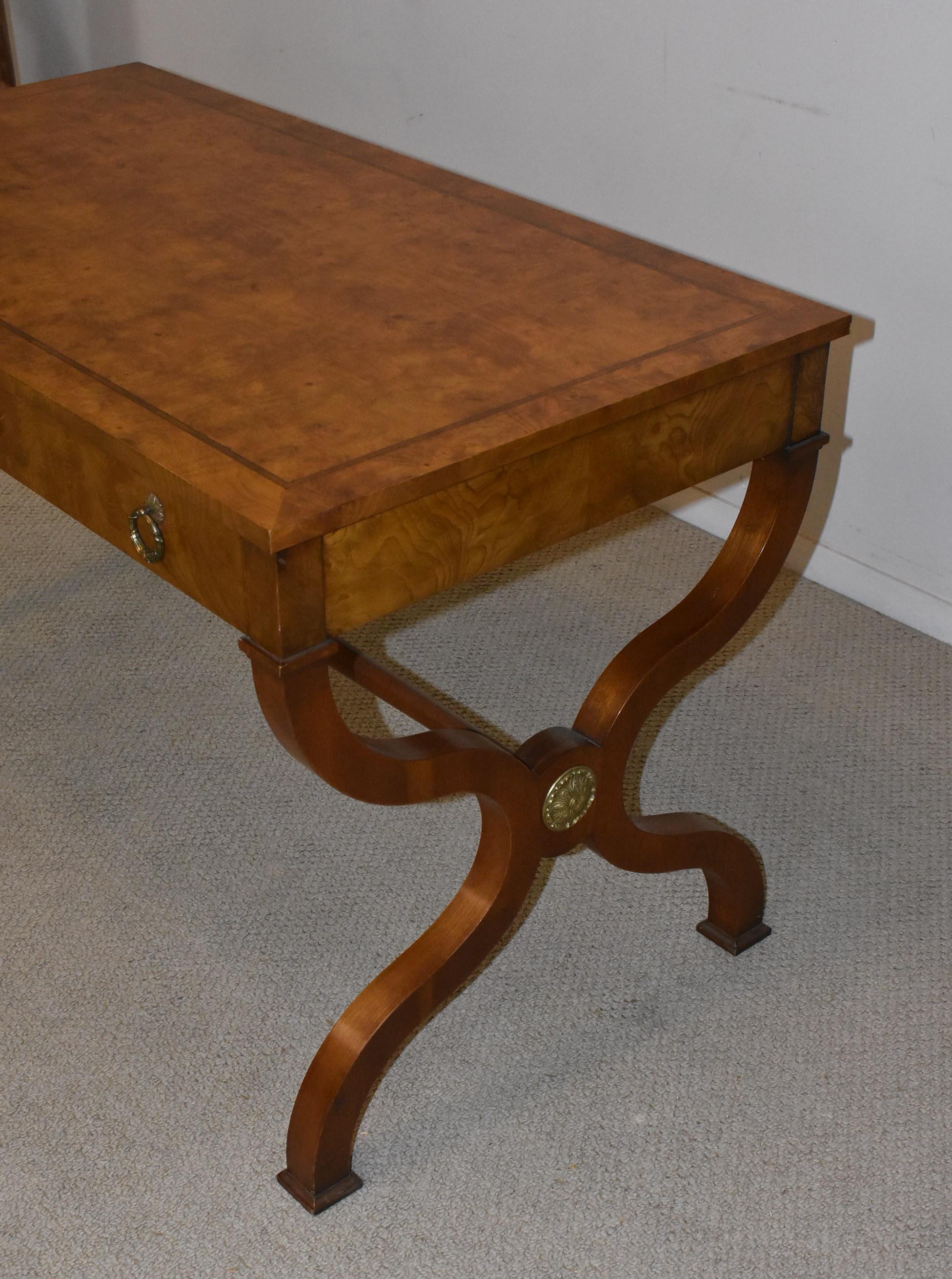 Empire Style Olive Wood Writing Desk by Baker Furniture Banded Inlay Top (Maschinell gefertigt)