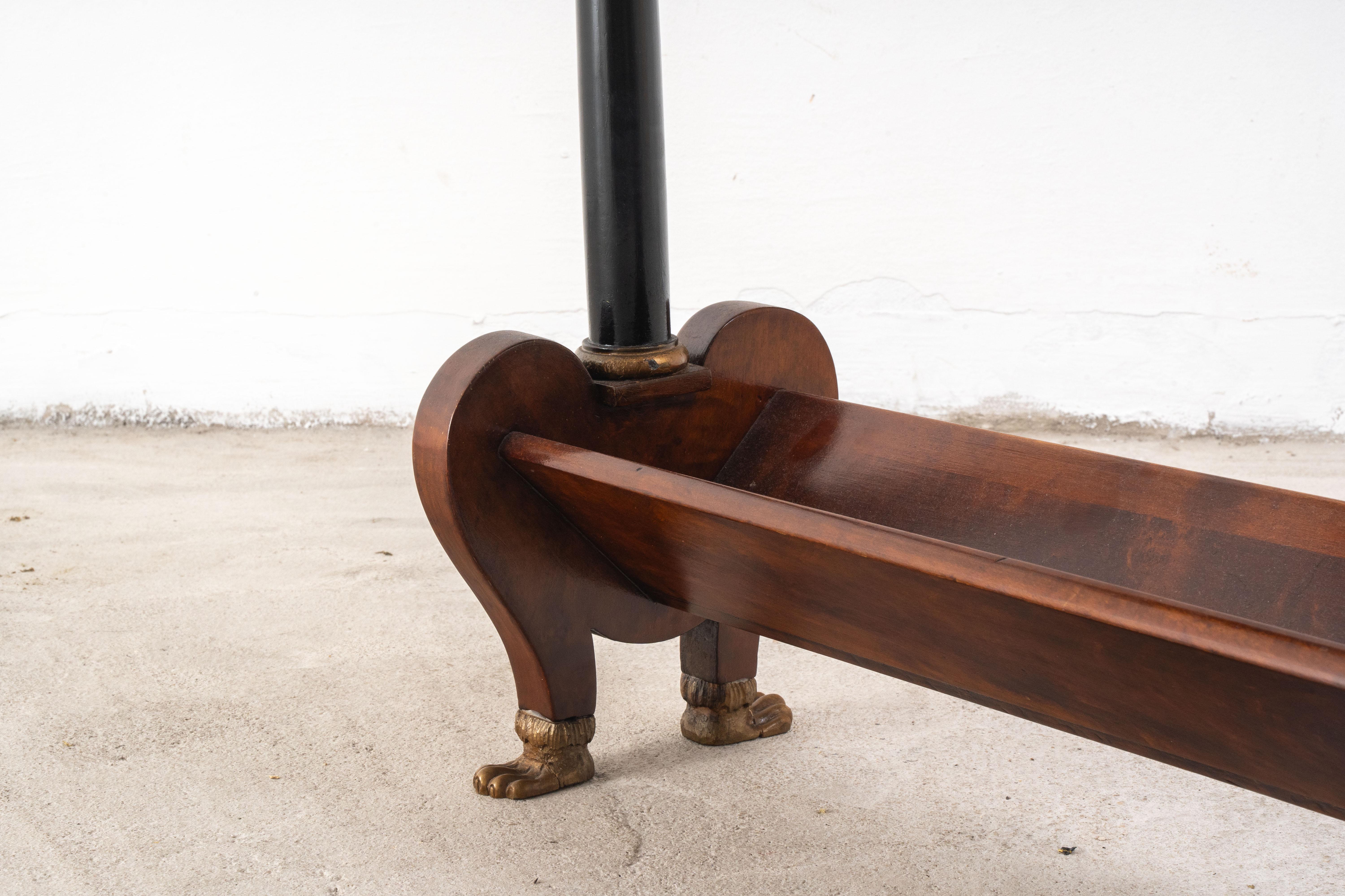 Austrian Empire Style Open Bookstand with Lyre Sides For Sale
