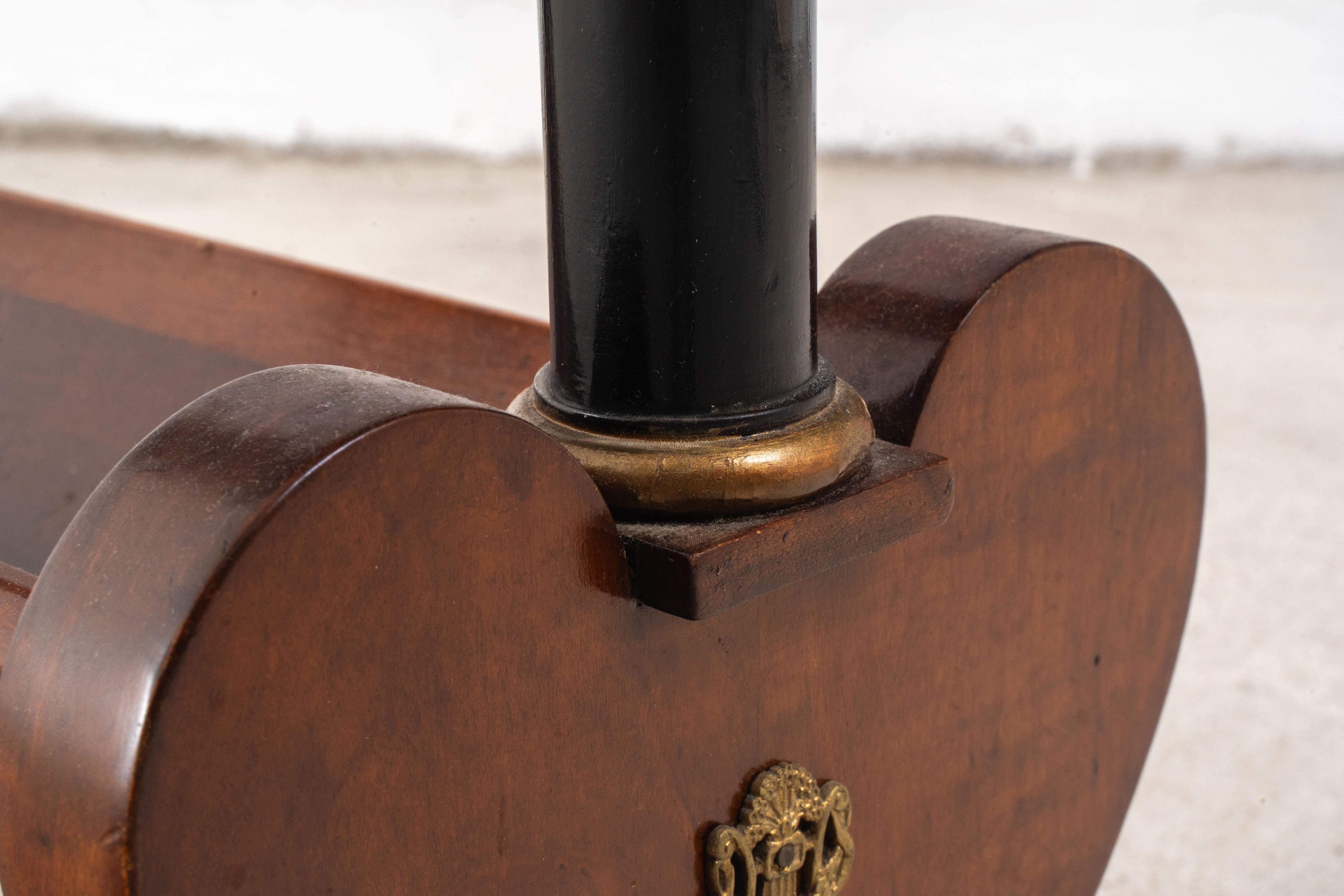Carved Empire Style Open Bookstand with Lyre Sides For Sale