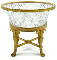 Empire Style Ormolu & Cut Crystal Compote/ Tazza