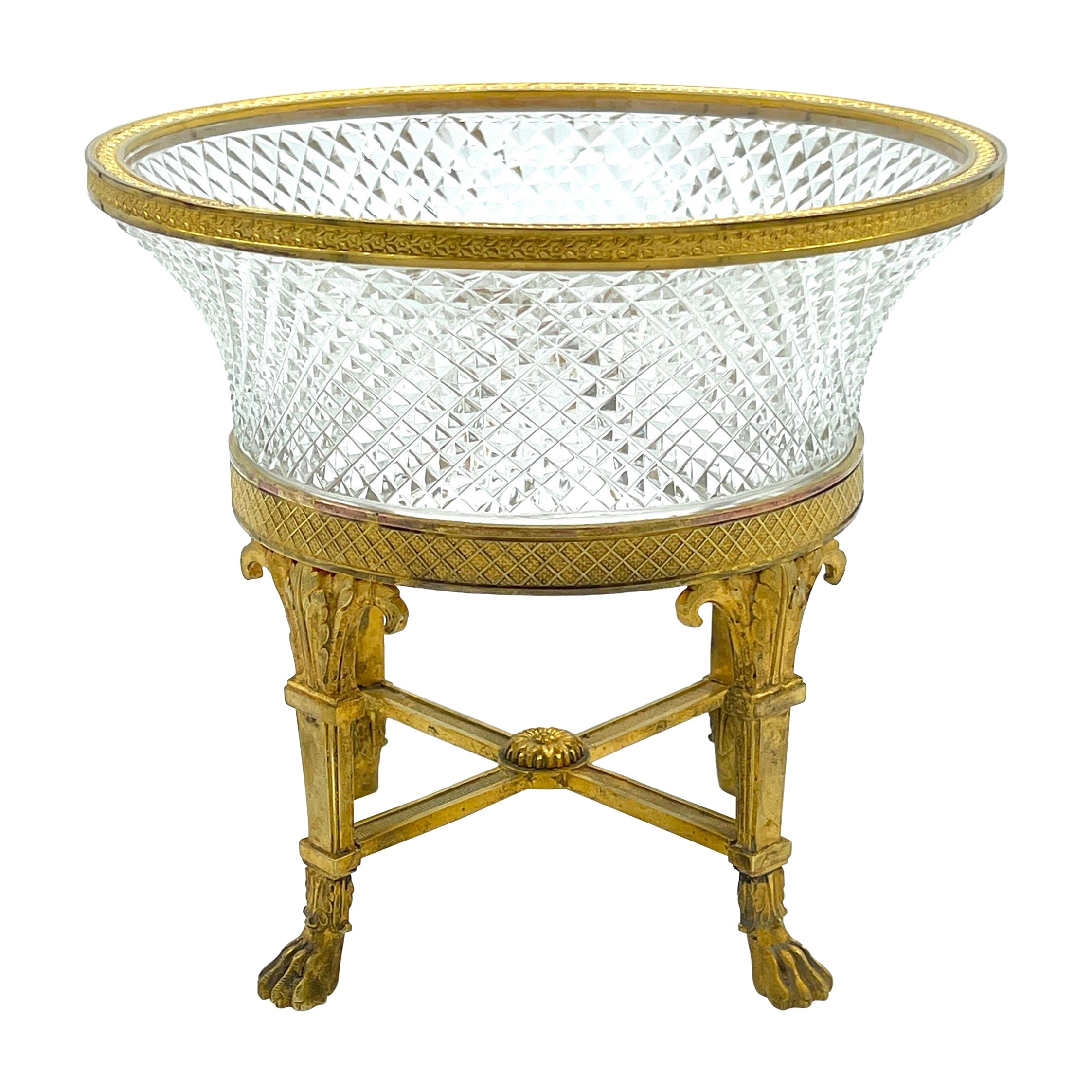 Compota/ Tazza de Ormolu y Cristal Tallado Estilo Imperio en venta