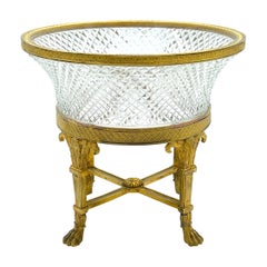 Empire Style Ormolu & Cut Crystal Compote/ Tazza