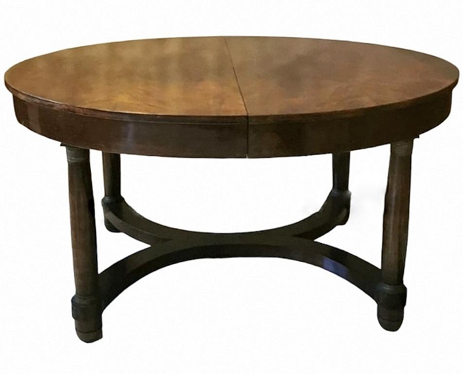 Polished Empire Style Oval French Extending Dining Table. For Sale