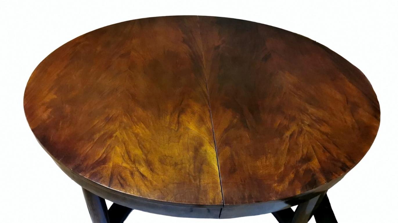 Sapele Wood Empire Style Oval French Extending Dining Table. For Sale