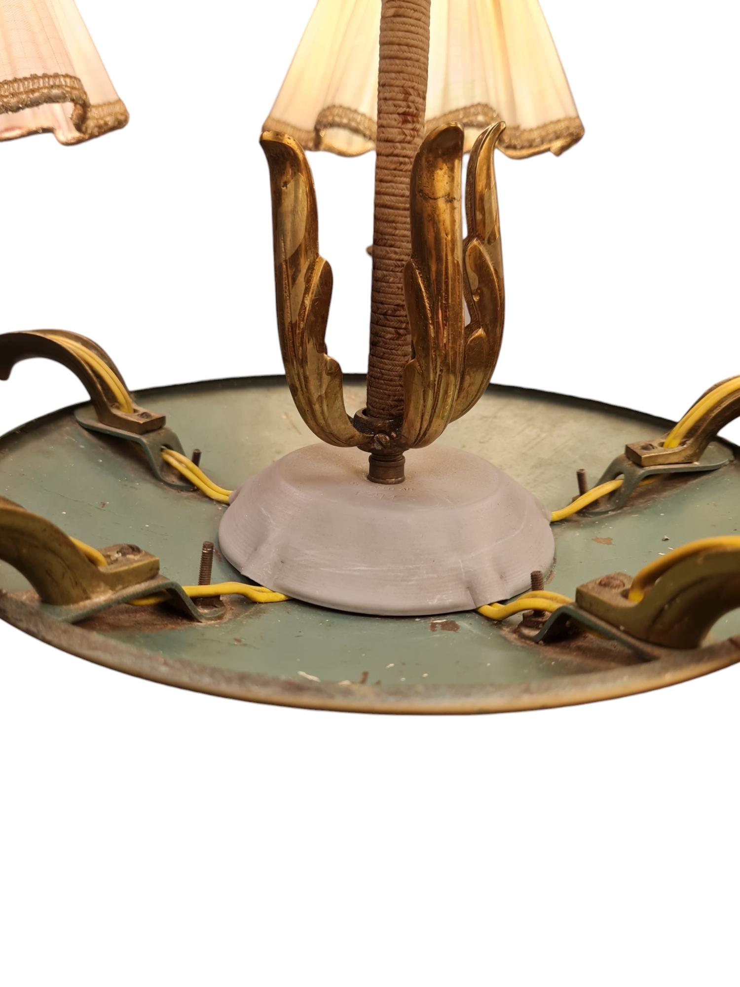 Empire Style Paavo Tynell Pendant 1374, Brass, Metal & Amber Glass, Taito 1940s For Sale 1