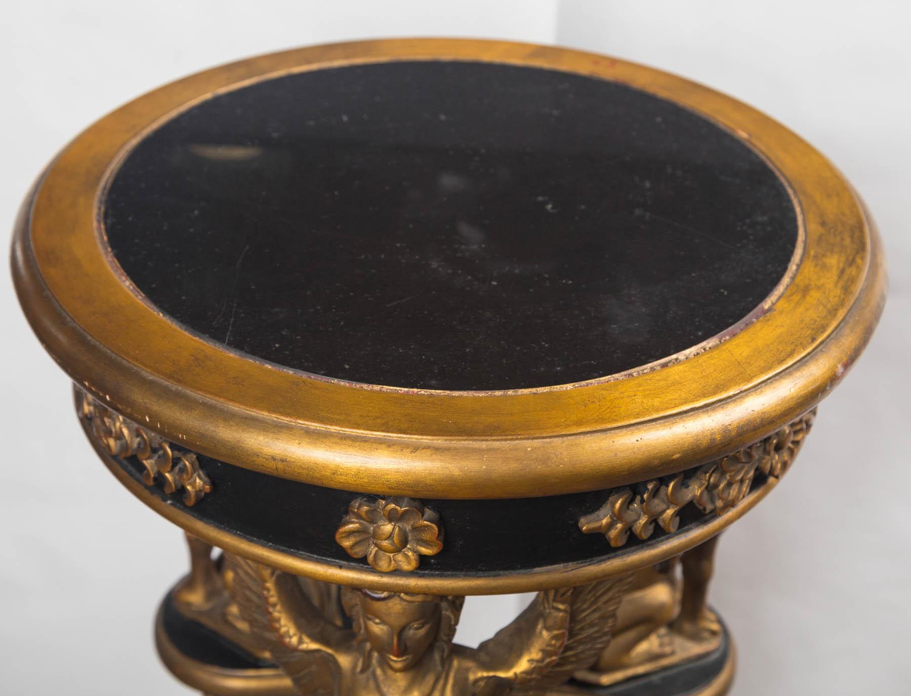 Carved Empire Style Painted and Gilded End Table