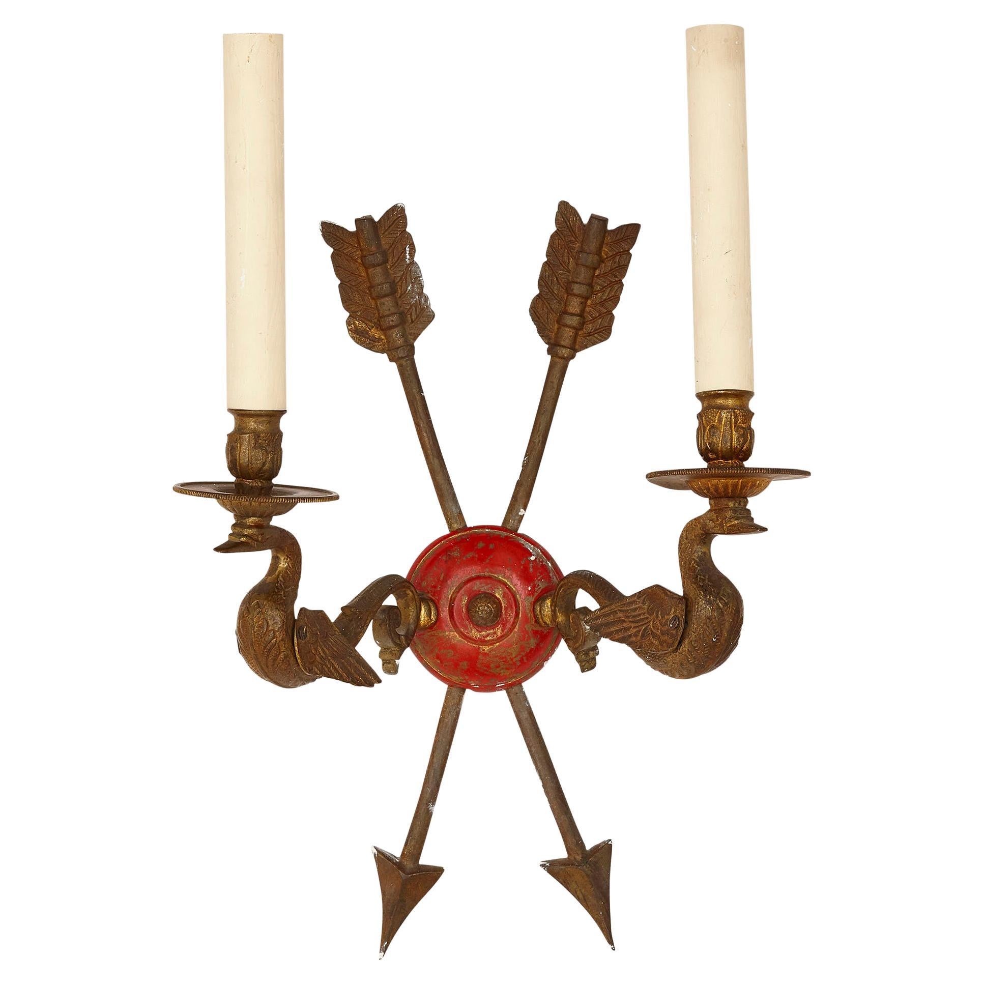 Empire Style Painted and Gilt Metal Sconce