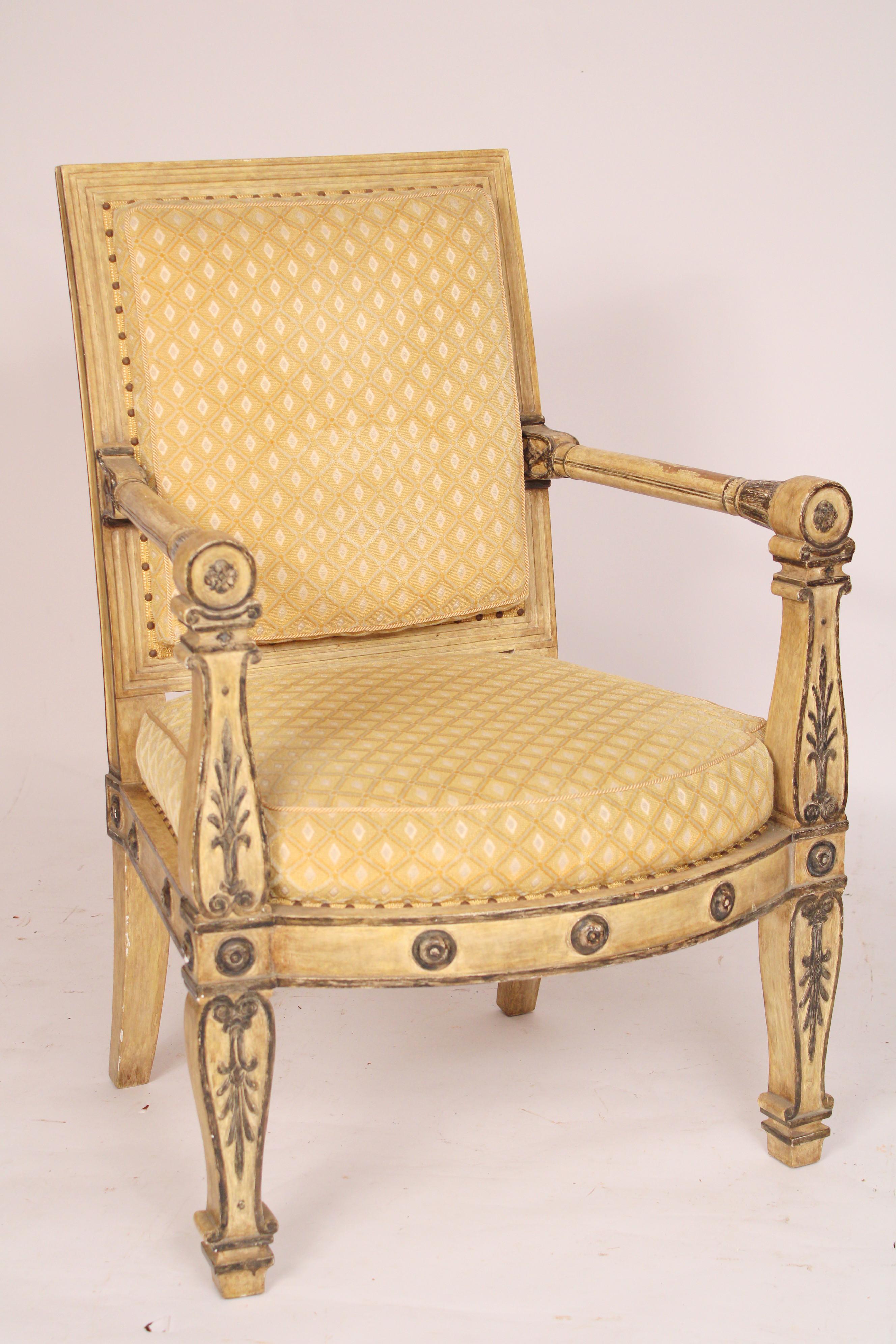 Unknown Henbdrix And Allardyce Painted Empire Style Armchair  For Sale