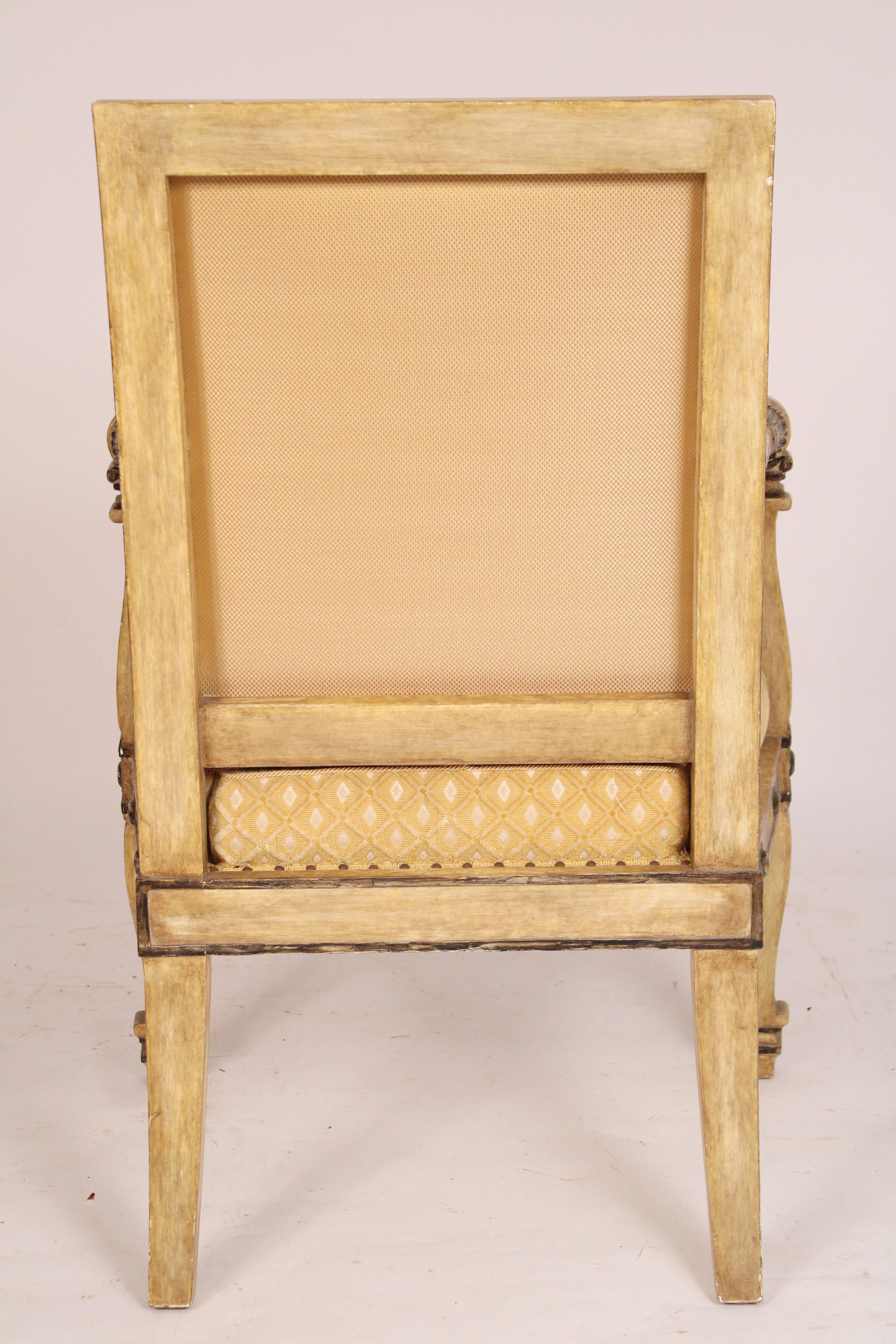 20th Century Henbdrix And Allardyce Painted Empire Style Armchair  For Sale