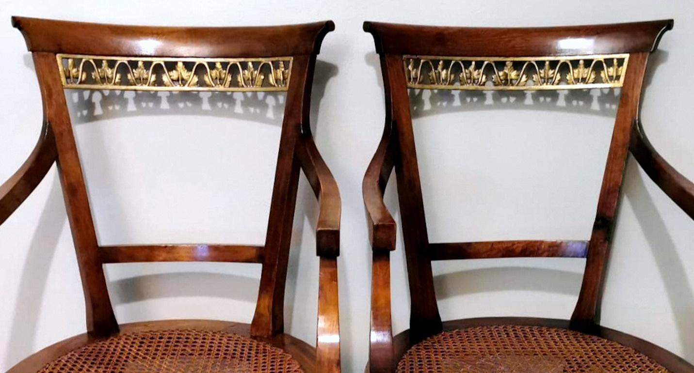 19th Century Empire Style Pair Of Italian Chairs 