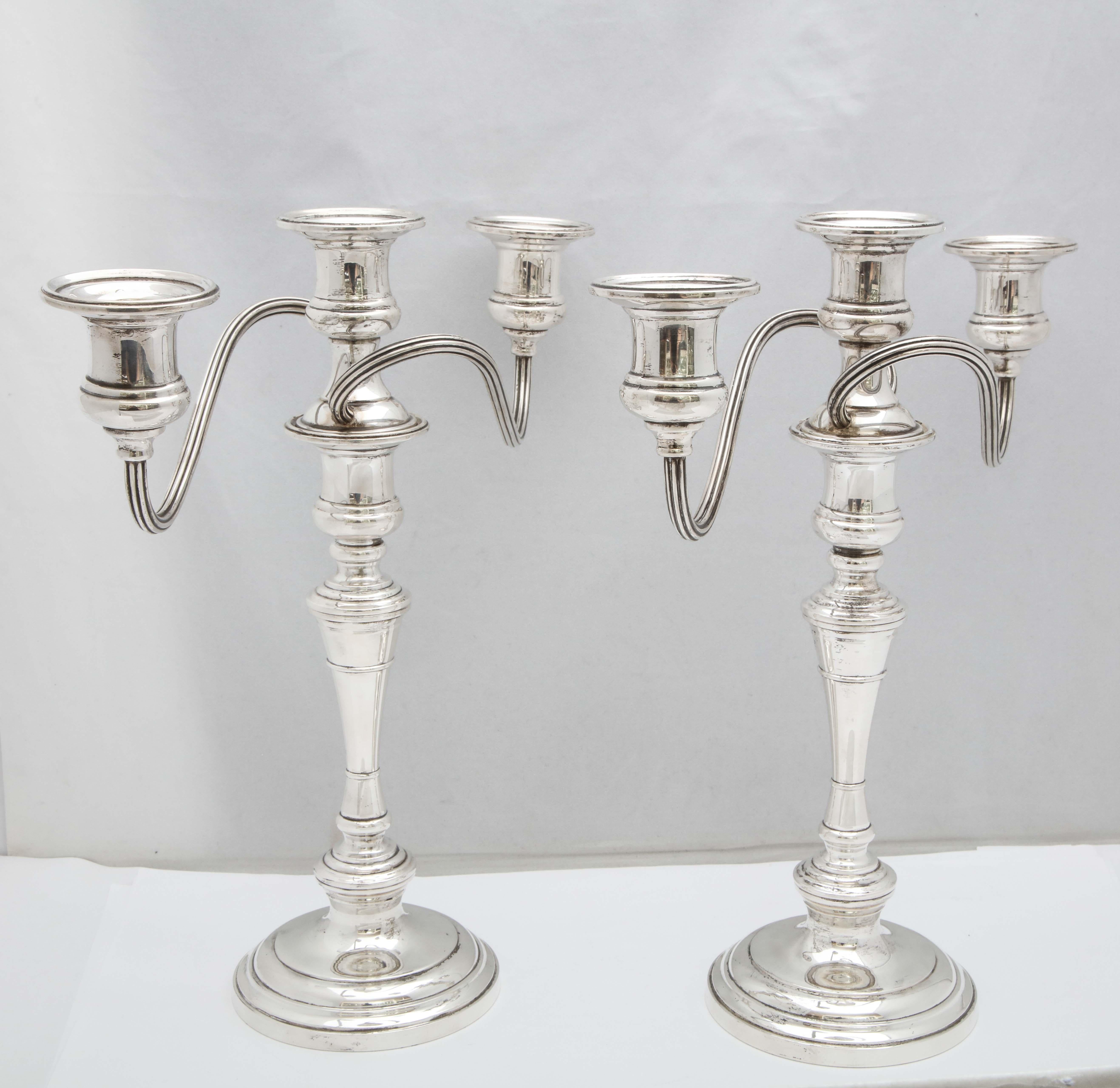 American Empire-Style Pair of Sterling Silver Candelabra by S. Kirk and Son