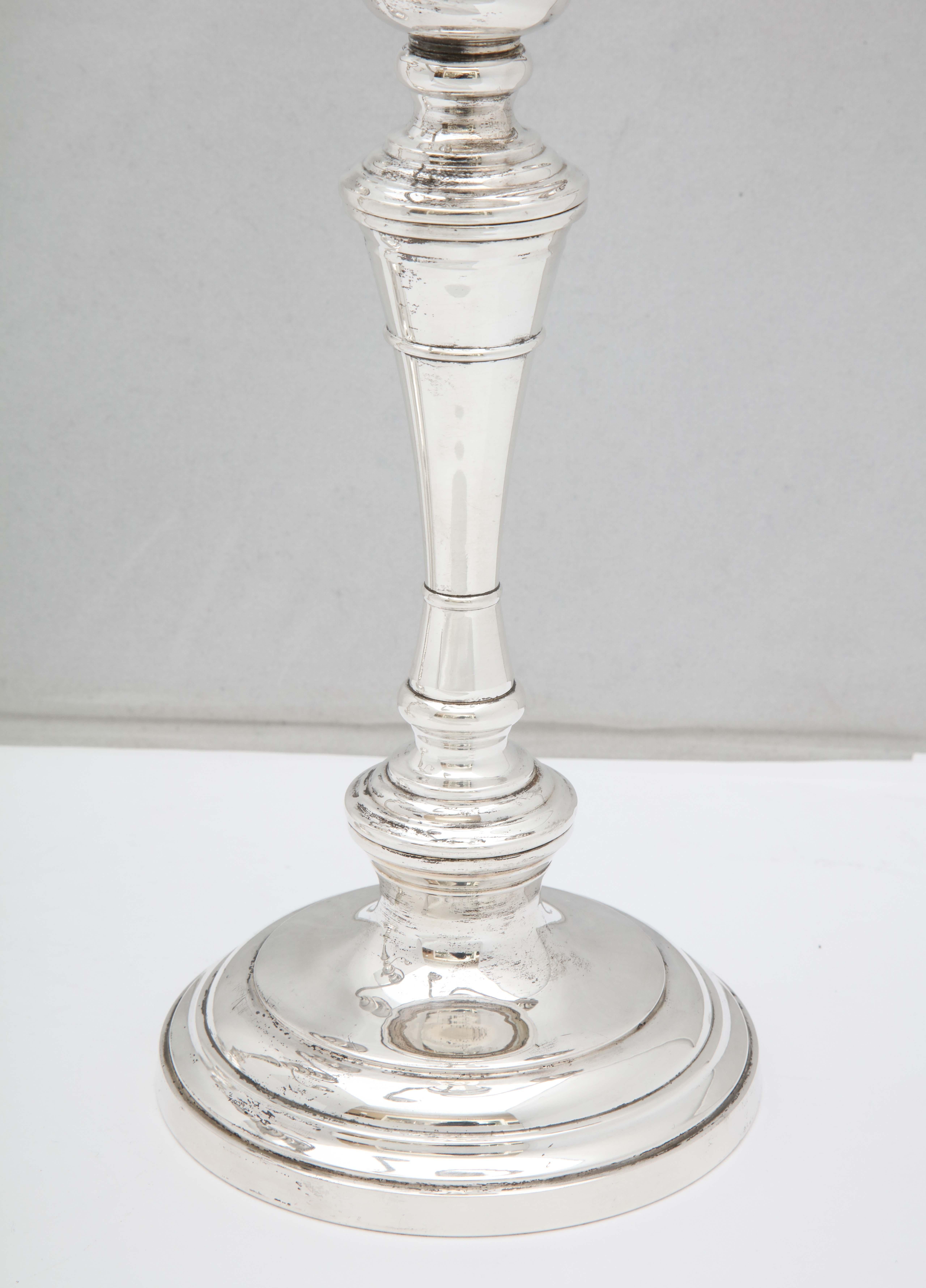 Mid-20th Century Empire-Style Pair of Sterling Silver Candelabra by S. Kirk and Son