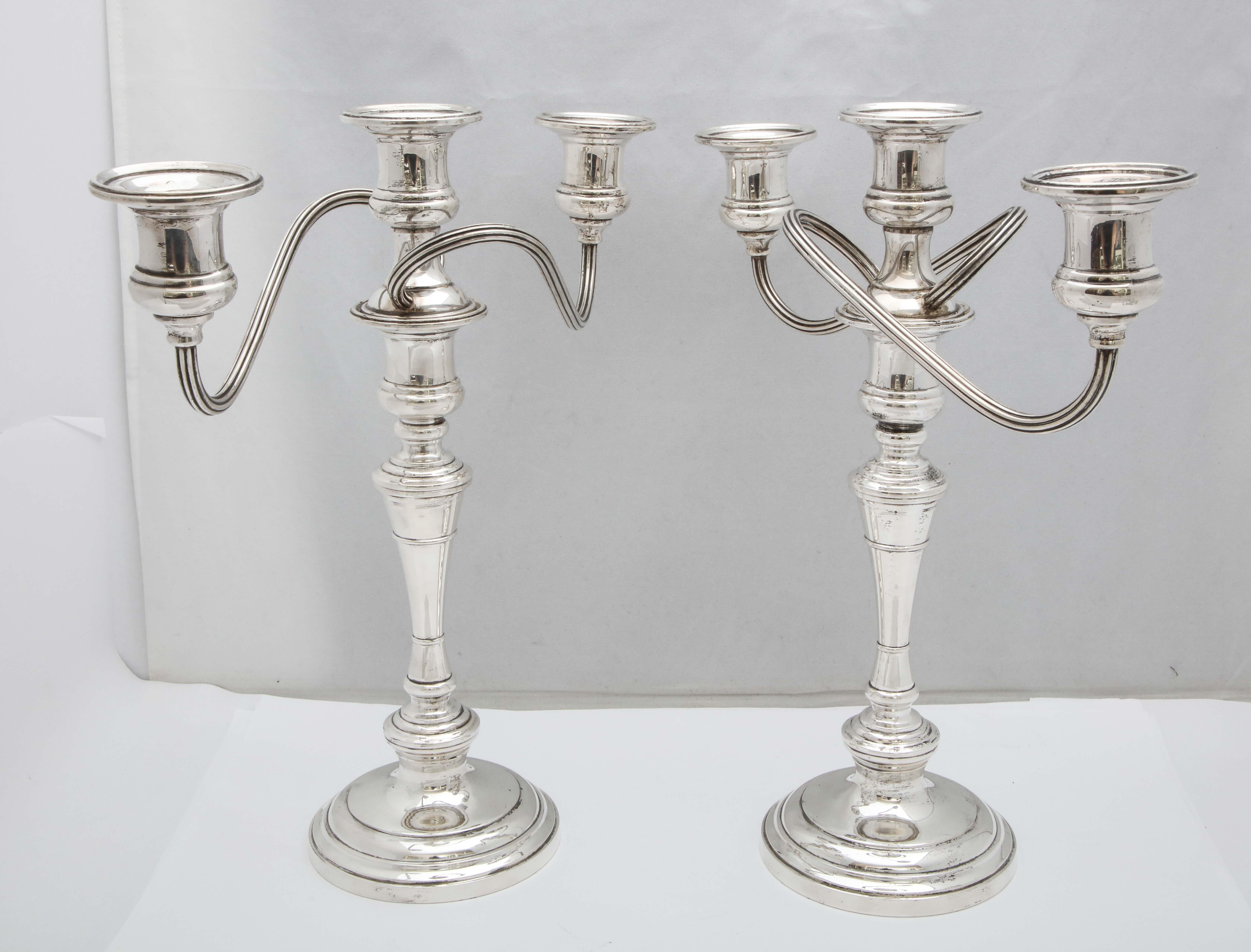 Empire-Style Pair of Sterling Silver Candelabra by S. Kirk and Son 1