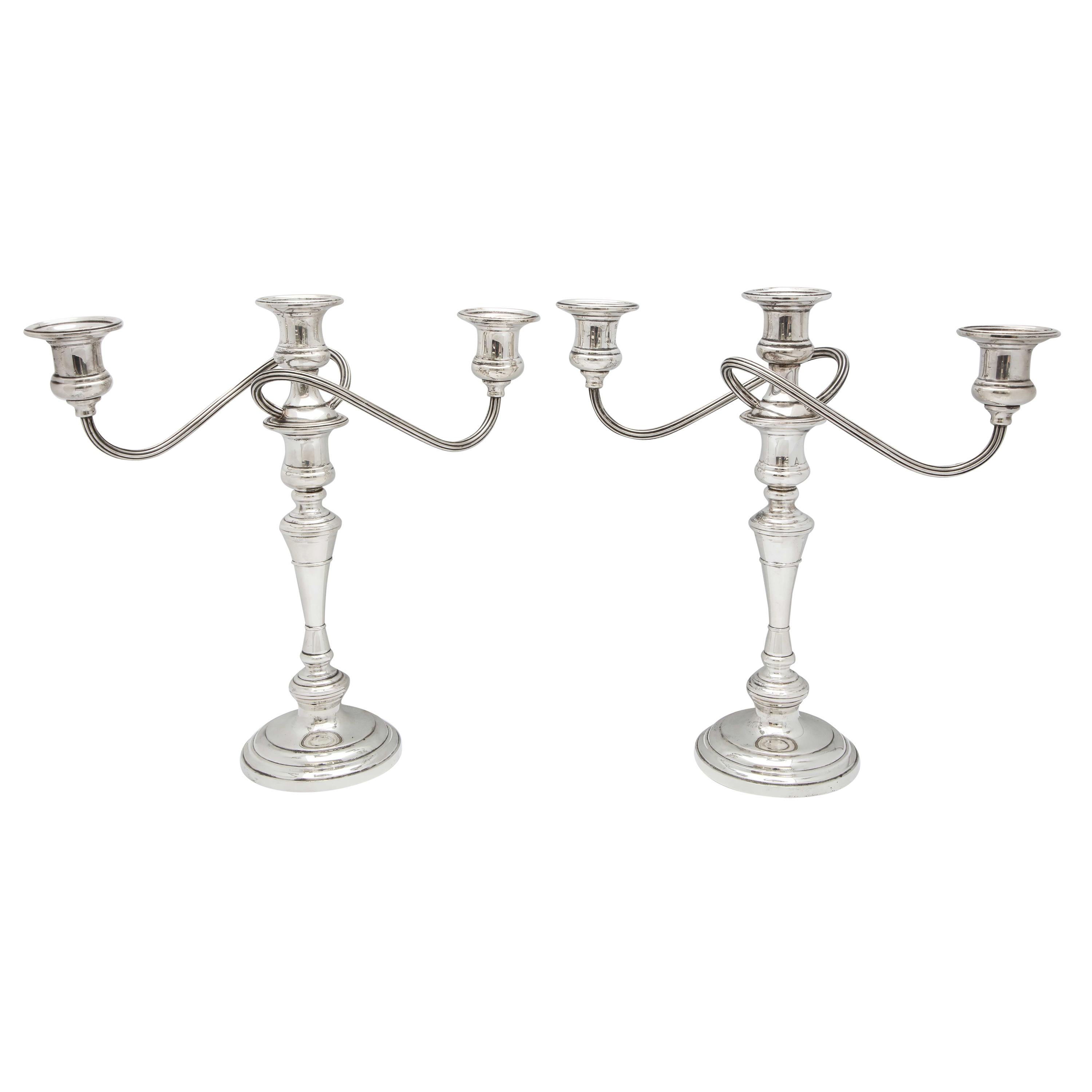 Empire-Style Pair of Sterling Silver Candelabra by S. Kirk and Son