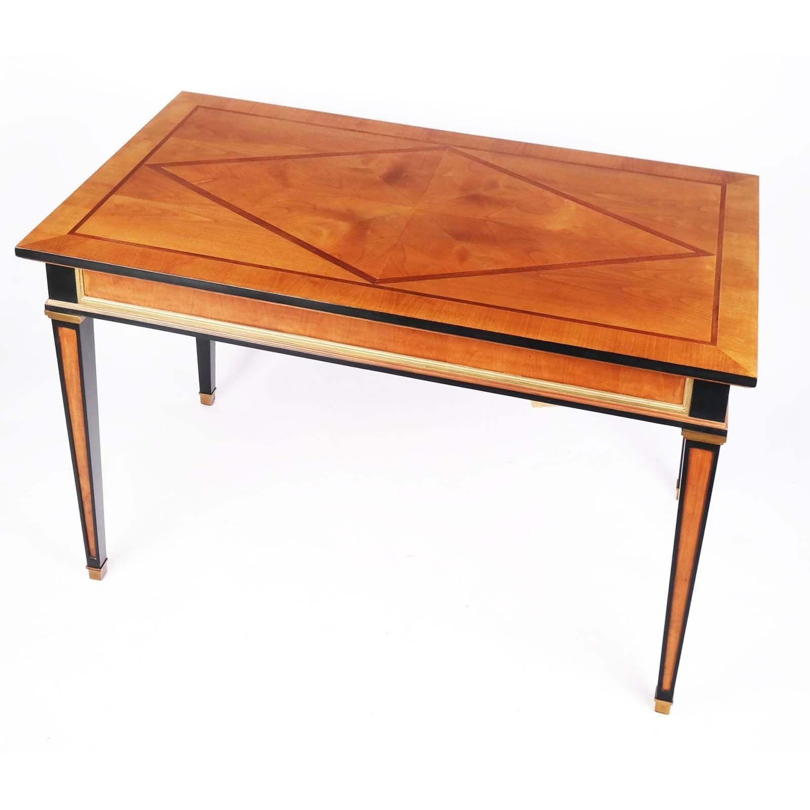Empire-Style Parcel Ebonized Maple & Mahogany Desk In Good Condition For Sale In Los Angeles, CA