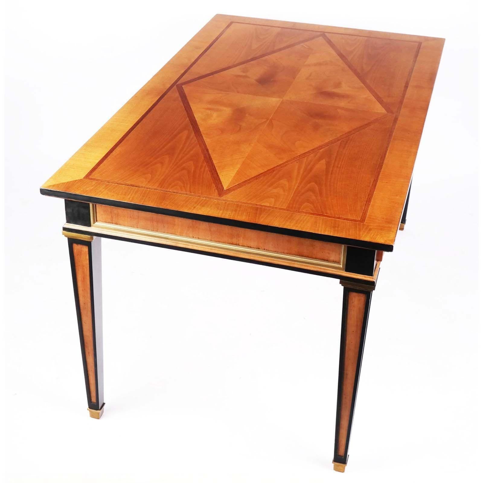 Mid-20th Century Empire-Style Parcel Ebonized Maple & Mahogany Desk For Sale