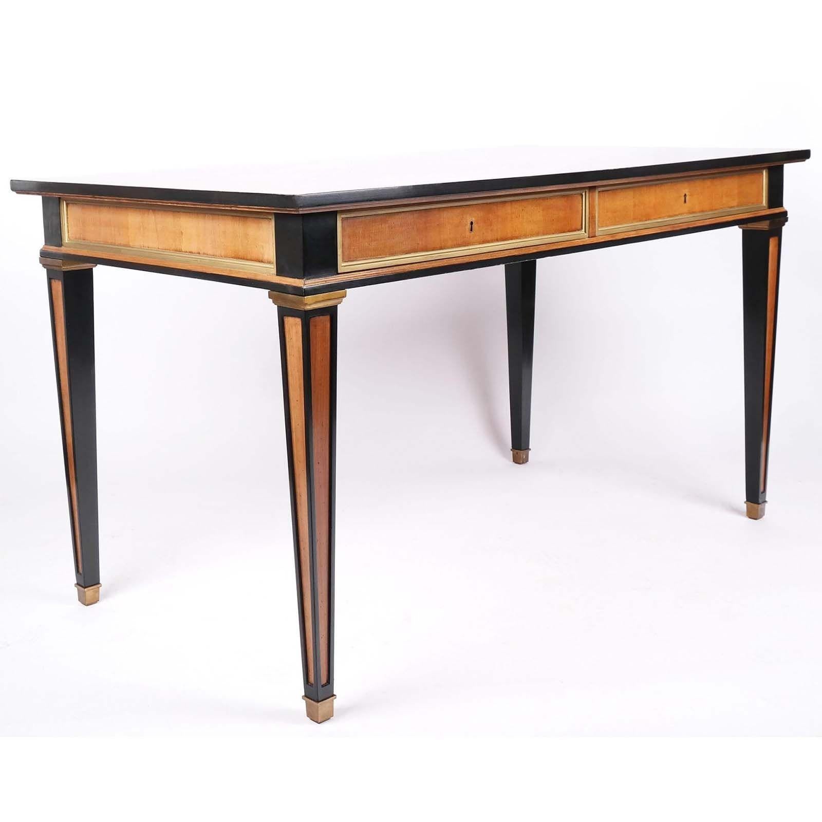 Empire-Style Parcel Ebonized Maple & Mahogany Desk For Sale 1