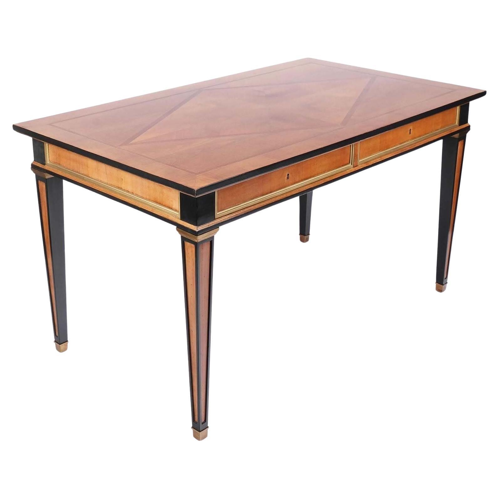Empire-Style Parcel Ebonized Maple & Mahogany Desk For Sale
