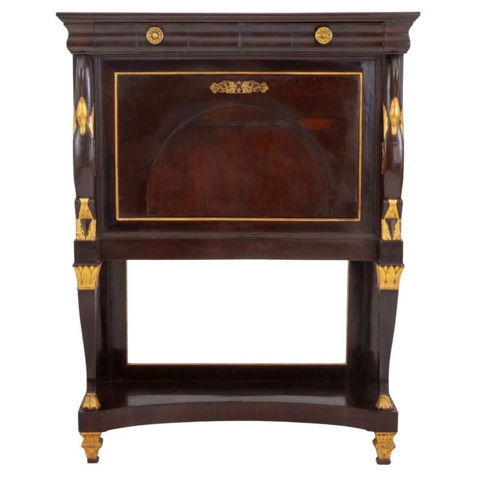 Empire Style Parcel Gilt and Walnut Cabinet