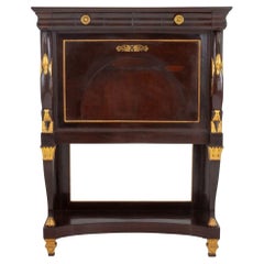 Empire Style Parcel Gilt and Walnut Cabinet