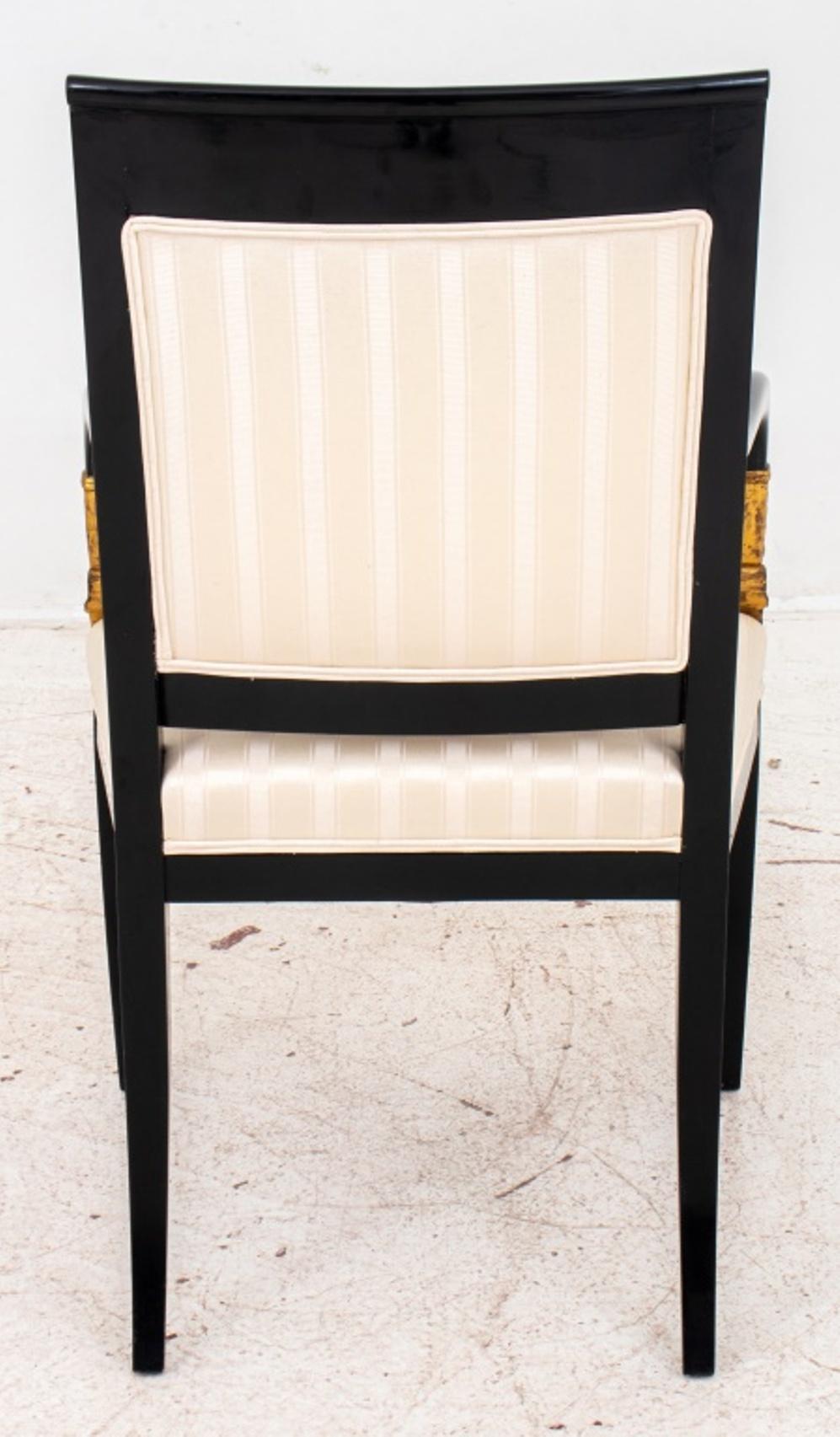 Empire Style Parcel Gilt Ebonized  Wood Armchair 1