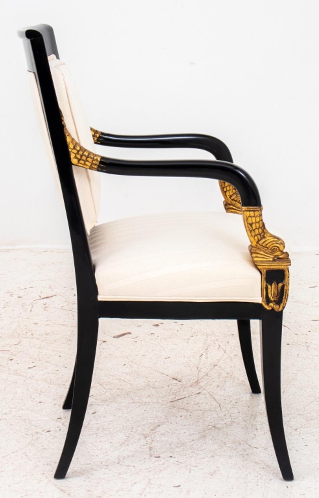 Empire Style Parcel Gilt Ebonized  Wood Armchair 2